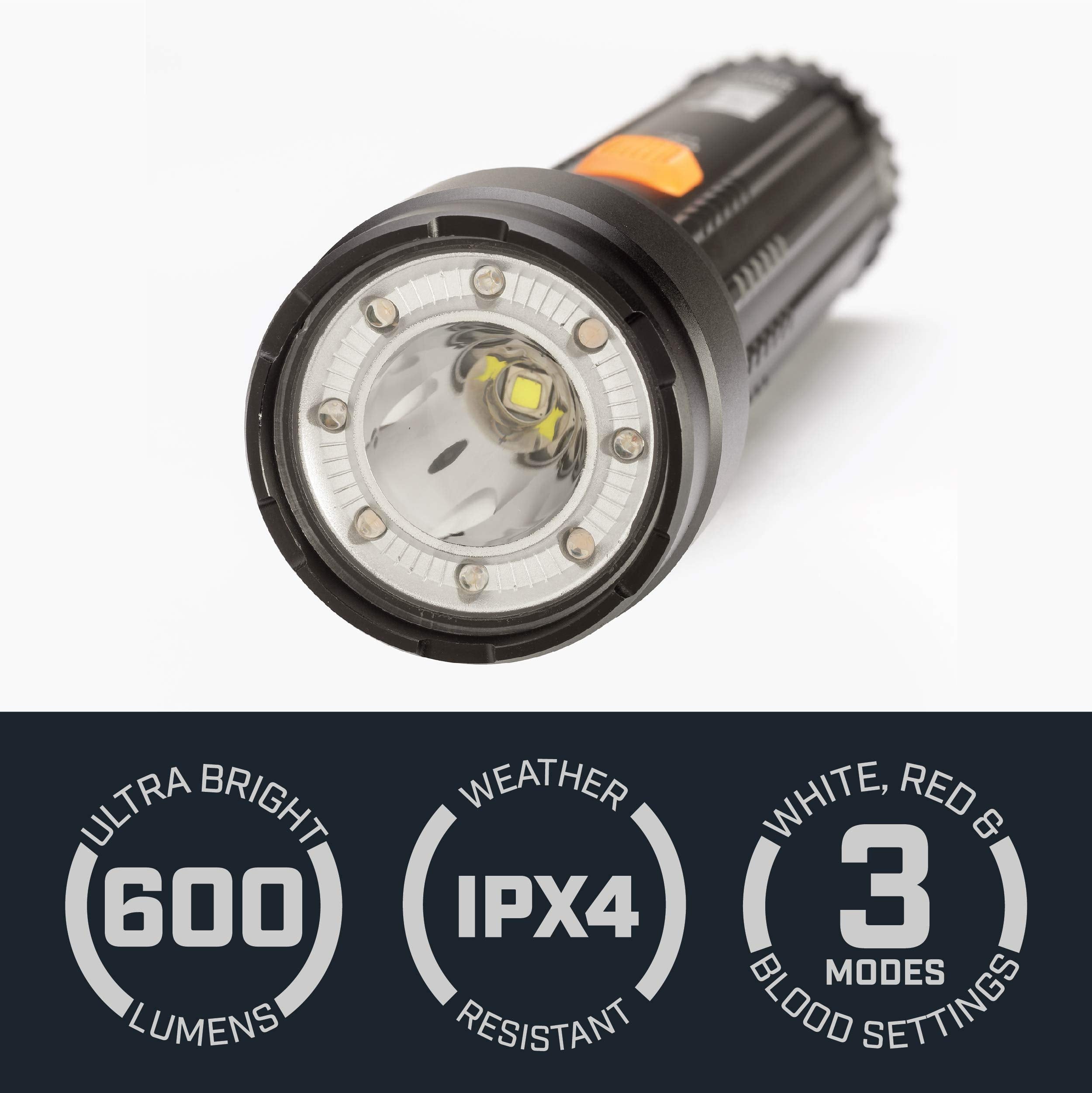 Bushnell Flashlight Trkr 600 Lumen | Multi-Color Led Tactical Flashlights, Battery Powered Lights For Camping, Hunting, Hiking,