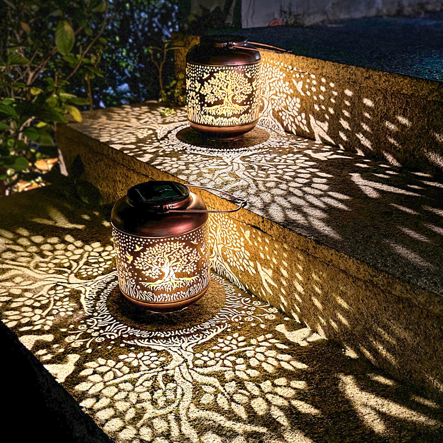 Tree Of Life Solar Lanterns Outdoor Waterproof Hanging Solar Lights Big Tree Gifts For Women Men Metal Decorative Led Lanterns F