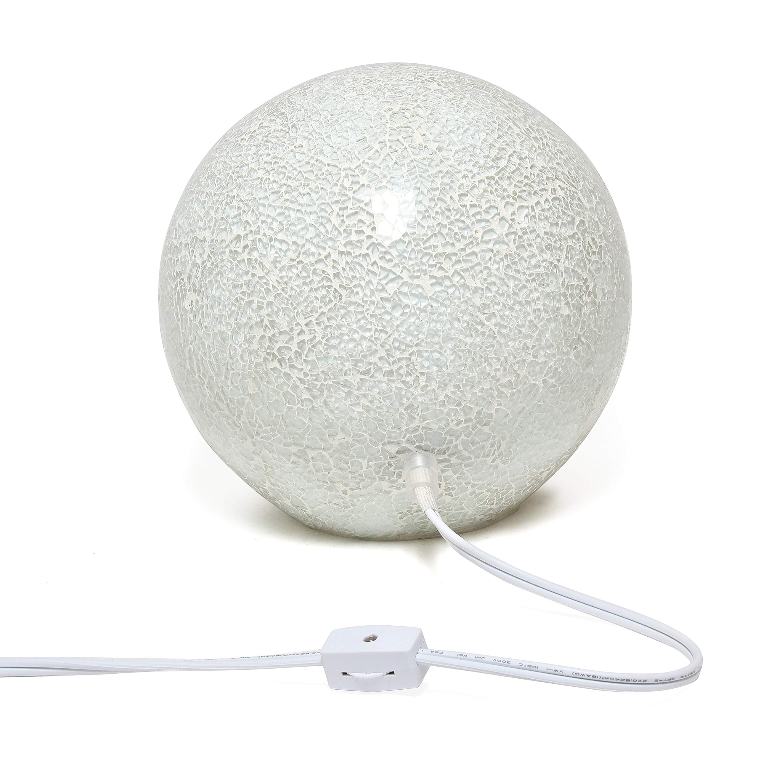 Simple Designs Lt3302-Wht 1 Light Mosaic Stone Ball Table Lamp, White