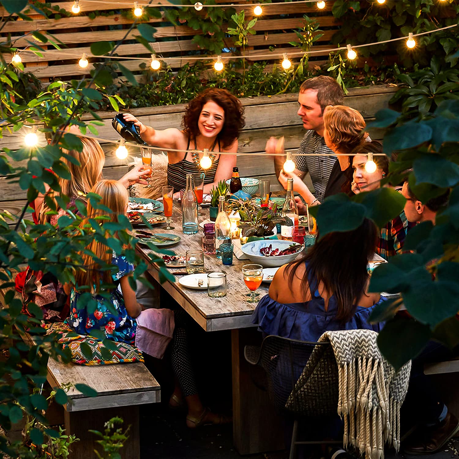 VerRon 50FT LED G40 Globe String Lights, Shatterproof White, 2200K, 50+2 Dimmable Edison Bulbs, Waterproof for Outdoor Use