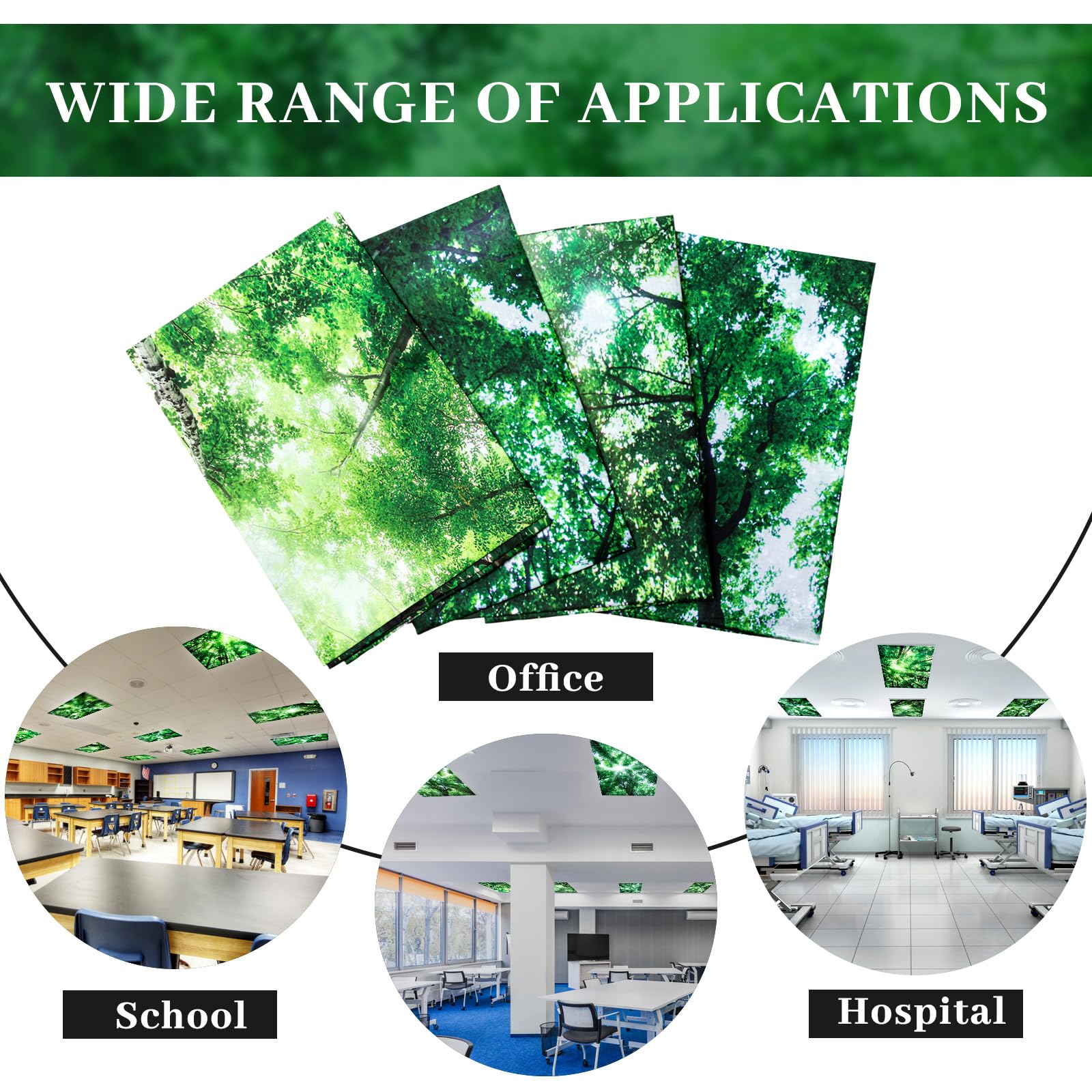 Roceei Pack Of 4 Fluorescent Light Covers For Ceiling Lights, 4 X 2 Ft, Magnetic Light Covers For Classroom Office Home School(F