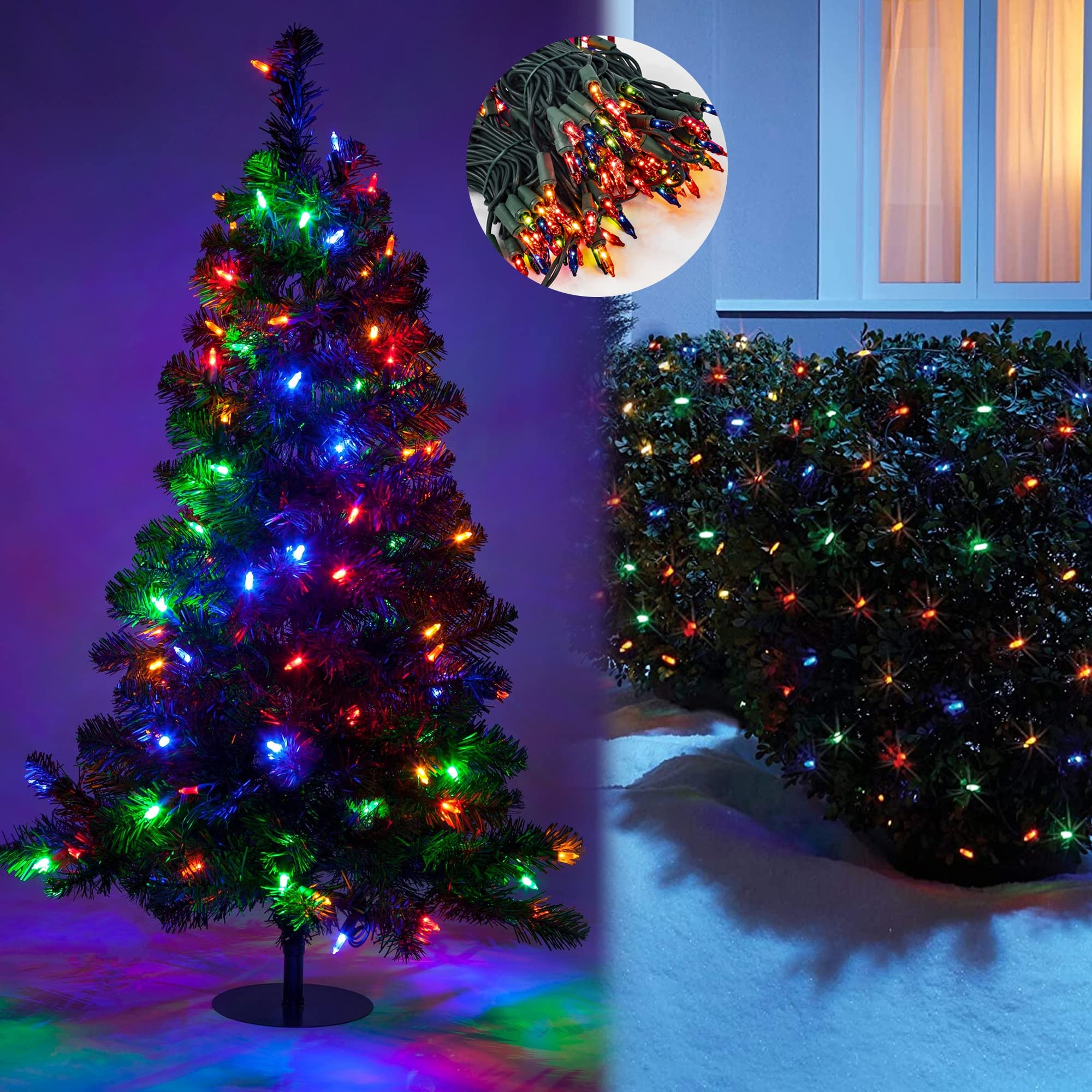 FUNPENY Christmas Lights, 66FT 300 Count, Clear String Lights, Green Wire, Indoor/Outdoor, Multi-Color, Model ZF-150-3/SB