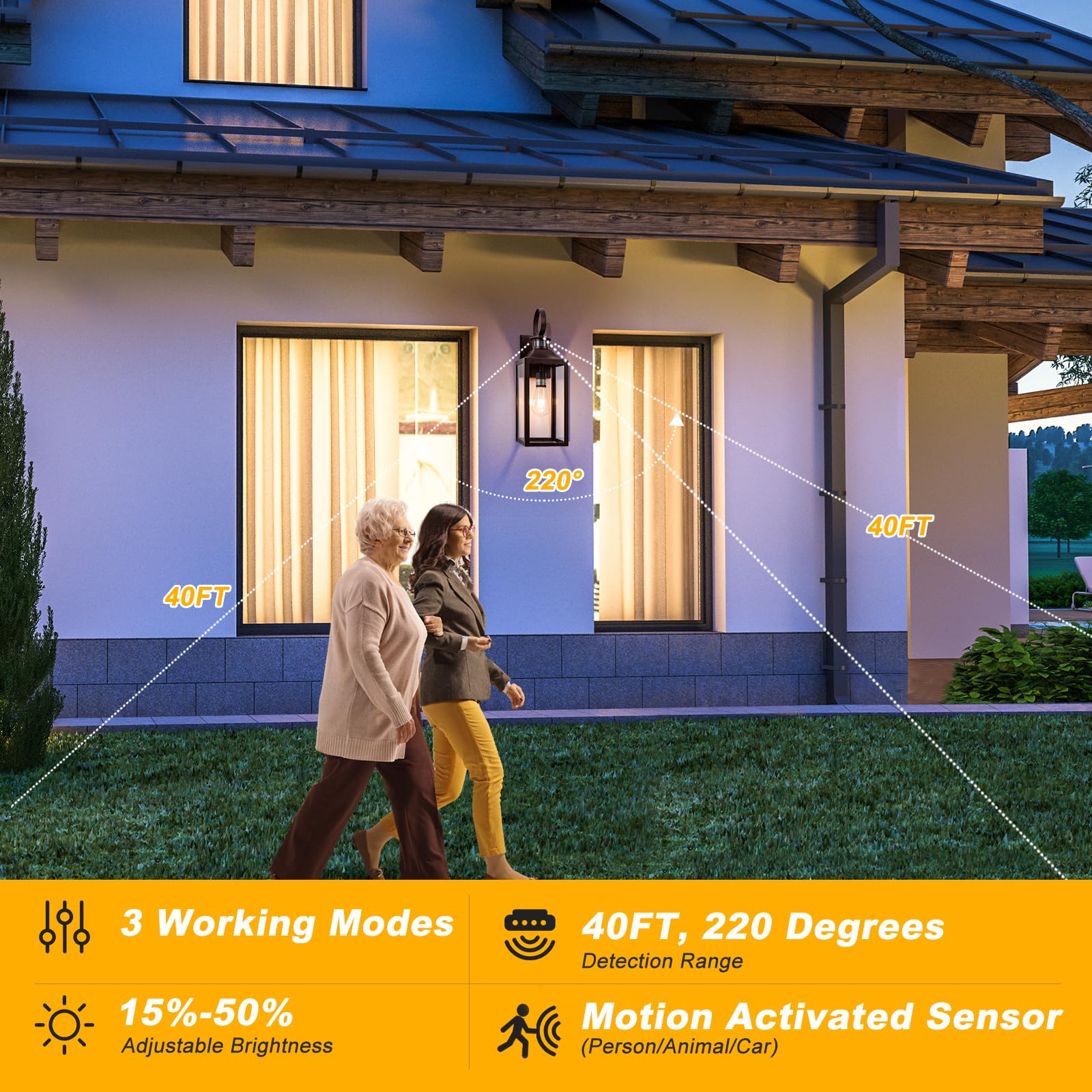 Yolsunes 20&quot; Motion Sensor Outdoor Wall Light - Oil Rubbed Bronze Dusk To Dawn Fixture