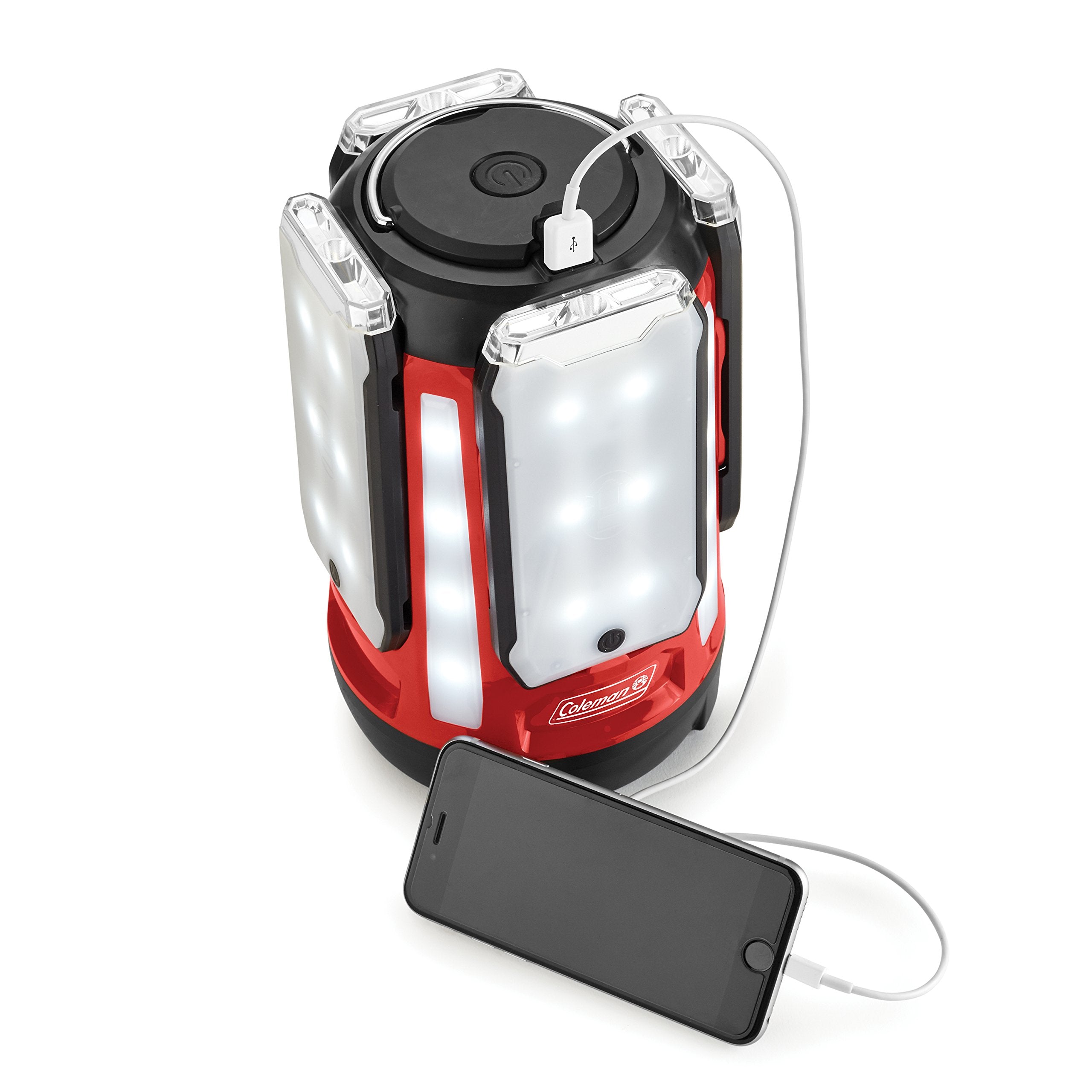 Coleman Multi-Panel LED Lantern: Rechargeable, Water-Resistant, Magnetic Light Panels, Built-In Flashlight, USB Charging Port; E