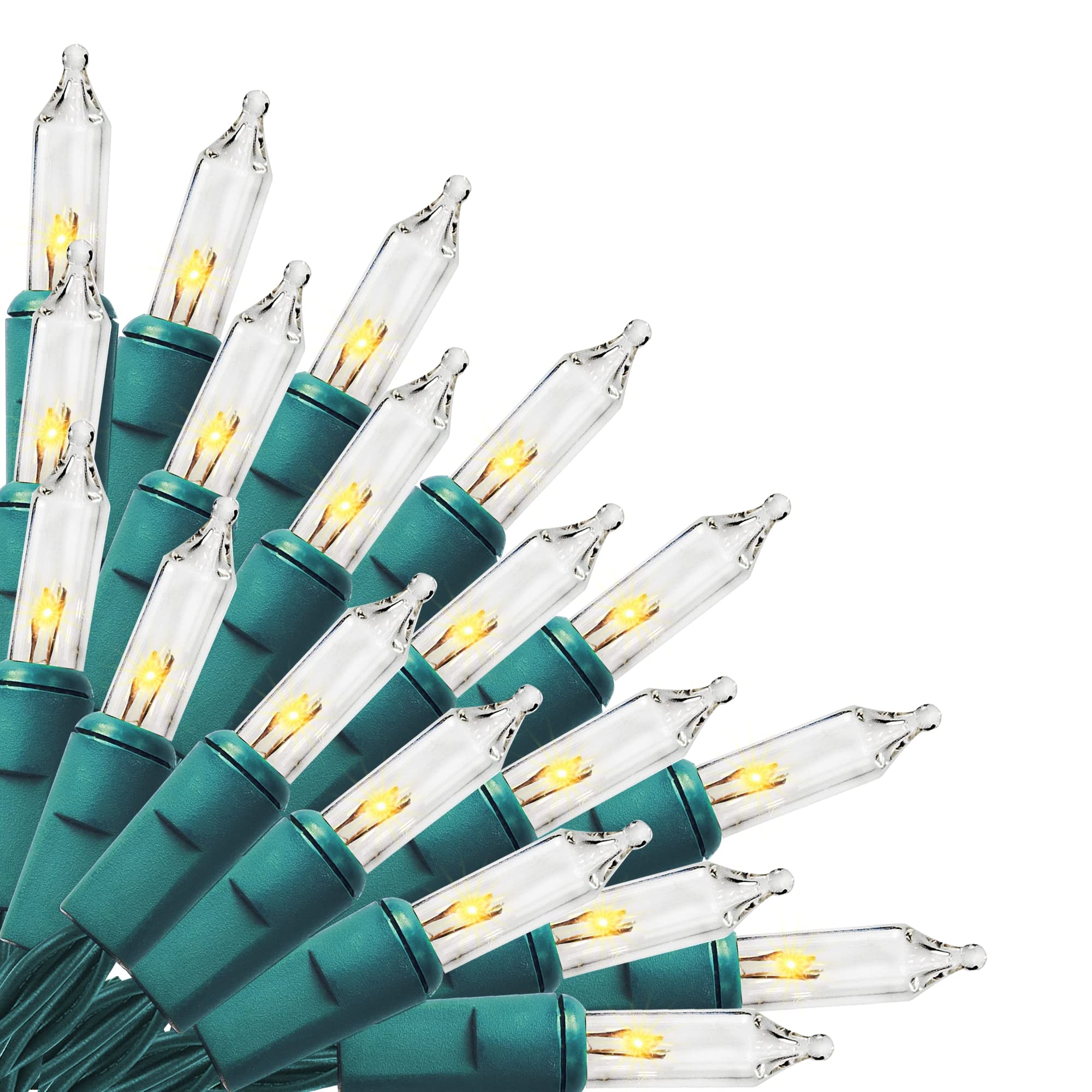 FUNPENY Christmas Lights, 33FT 150 Mini Clear Lights, Warm White, Green Wire, Model ZF-150-3/SB for Indoor Outdoor Decorations
