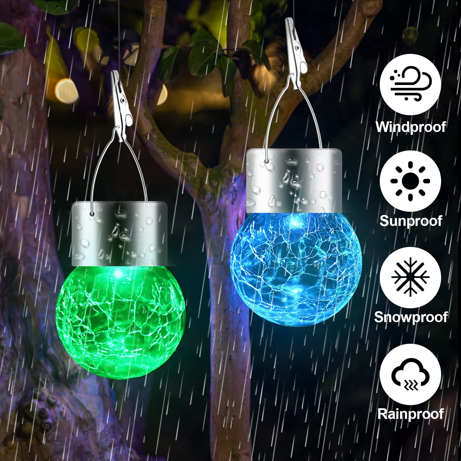 Solar Lights Outdoor Hanging Decorative Globe 24 Pack, Waterproof Solar Lantern With Handle And Clip, Solar Powered Glass Ball L