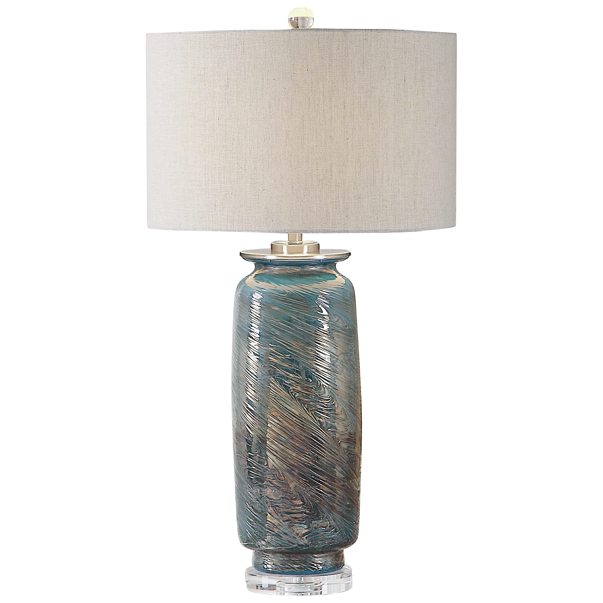 Uttermost Olesya Table Lamp - 1 Light, Brushed Nickel/Crystal, 16inW x 16inD x 30.25inH, Model 27919, Glass Material