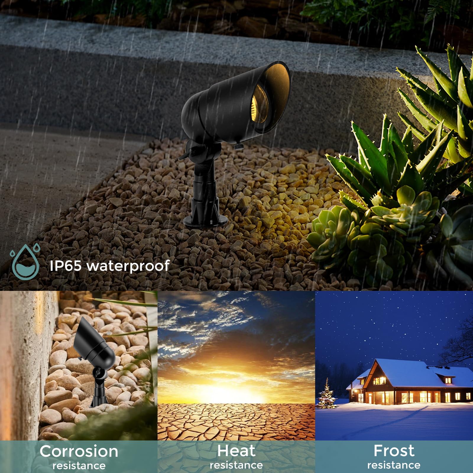 Gardencoin Low Voltage Landscape Spotlight, 12V LED, 2 Pack, Aluminum, Black, Model APC-9600