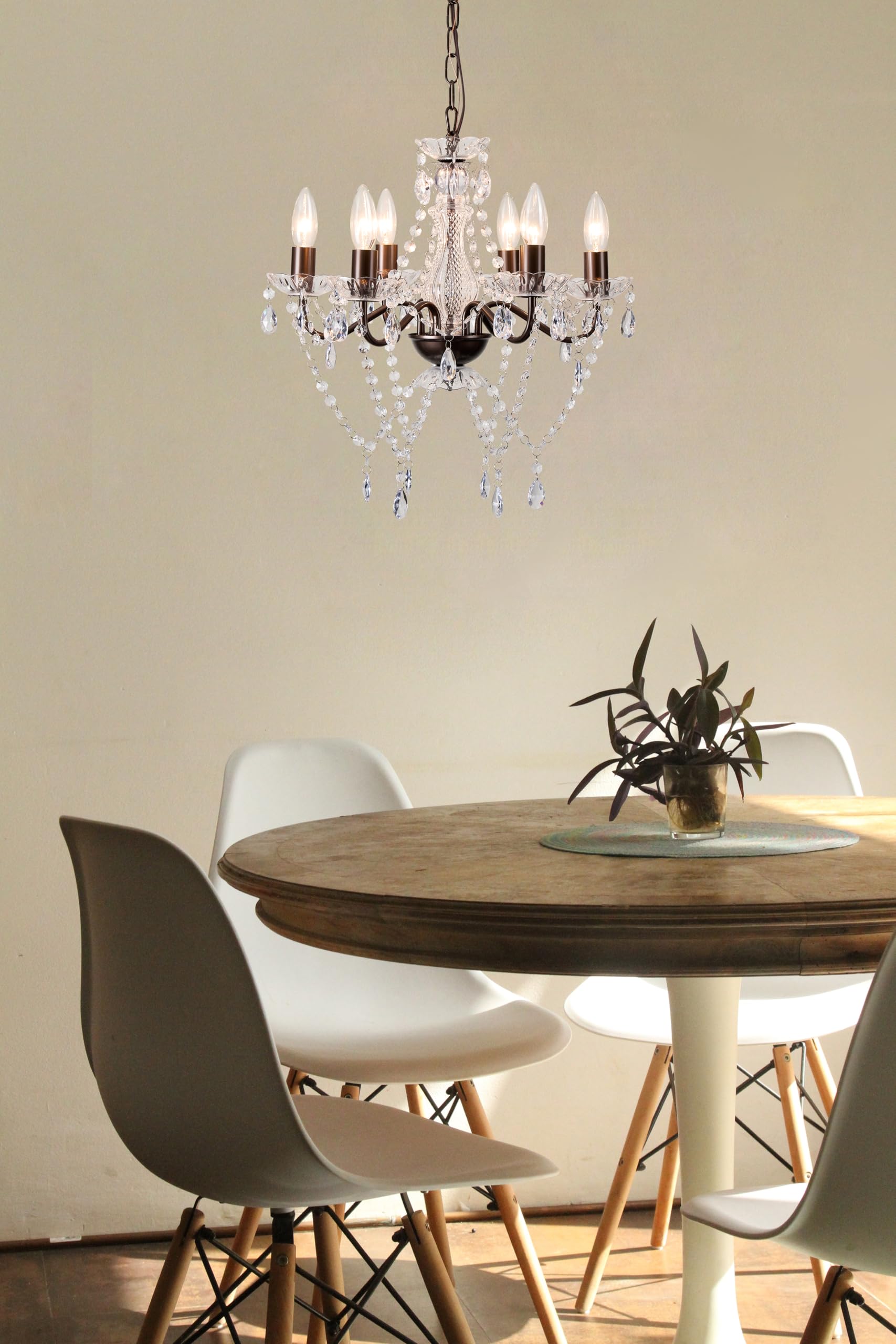 Mr.Color Bronze Chandelier Modern Farmhouse 6-Light Candle Style Chandelier For Living Room Dining Room Bedroom