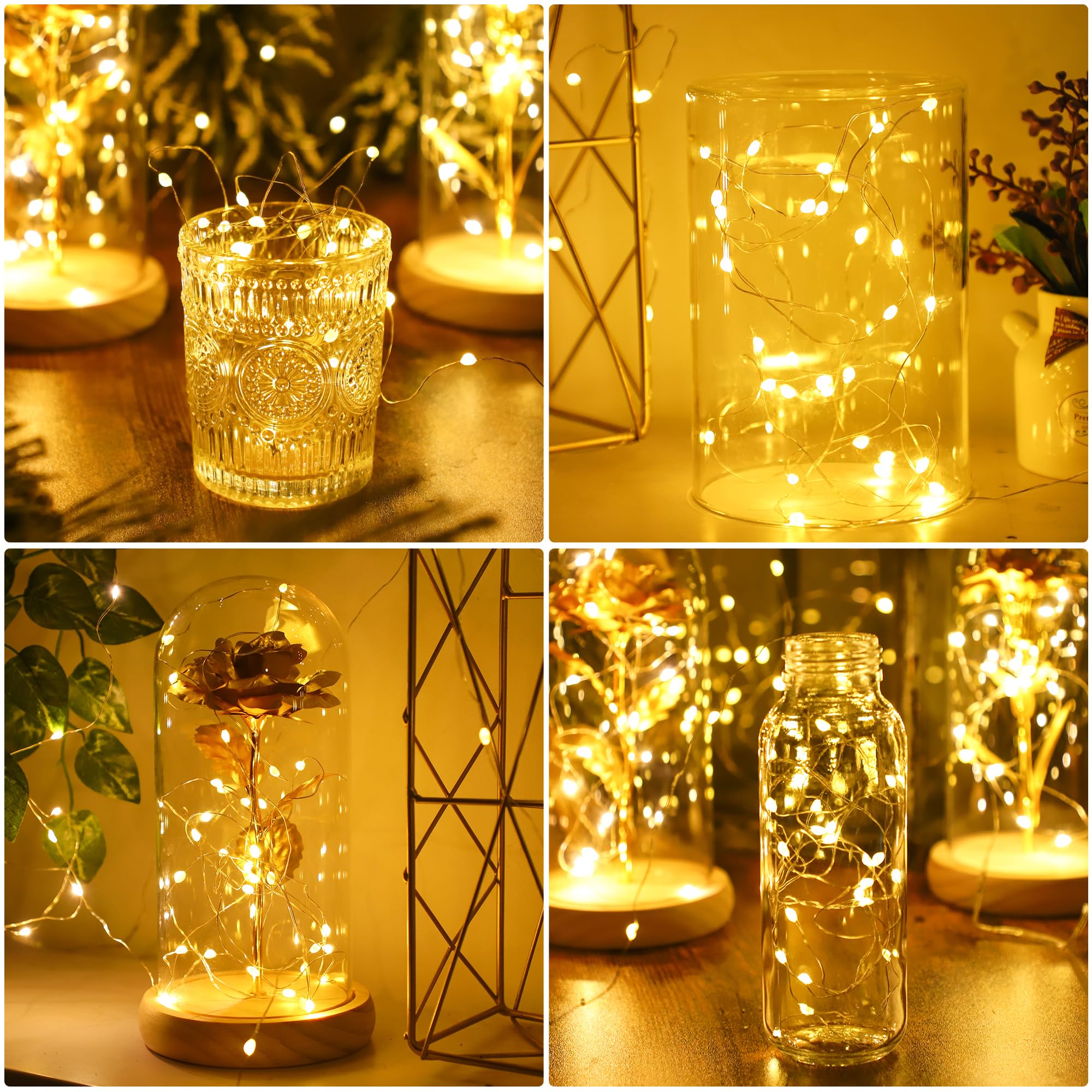 6 Pcs Fairy Lights Battery Operated, Christmas Tree Decor Twinkle Lights, 10 Feet 30 Leds String Lights, Flashing And Constant Light Modes, For Parties, Glass Bottle Decoration (Warm Color)