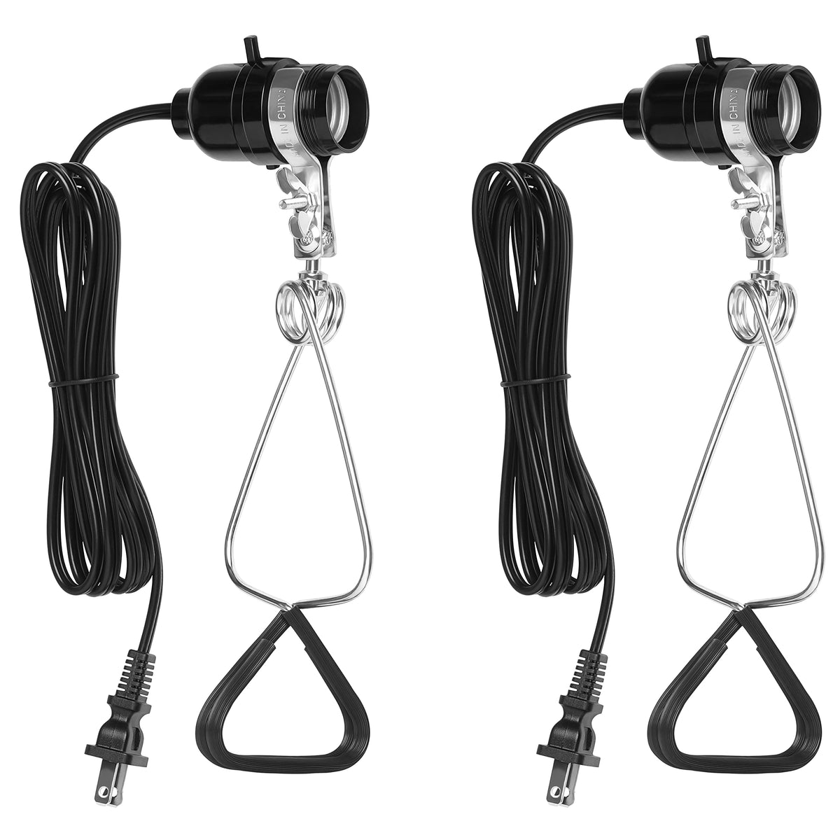 Simple Deluxe Hiwkltclampsocketx2 2-Pack 18/2-Gauge Brooder And Heat Clamp Lamp With Bakelite Socket 150 Watt 6 Feet Cord, Black