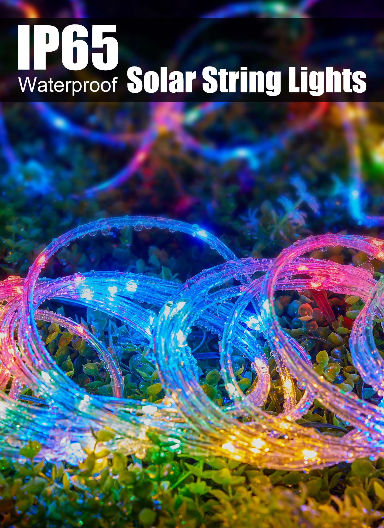 Brightown Solar String Lights Outdoor 2 Pack 72 Feet 200 Led Waterproof Solar Powered String Lights With 8 Lighting Modes, Waterproof Solar Rope Lights For Outside Christmas Party, Multicolor