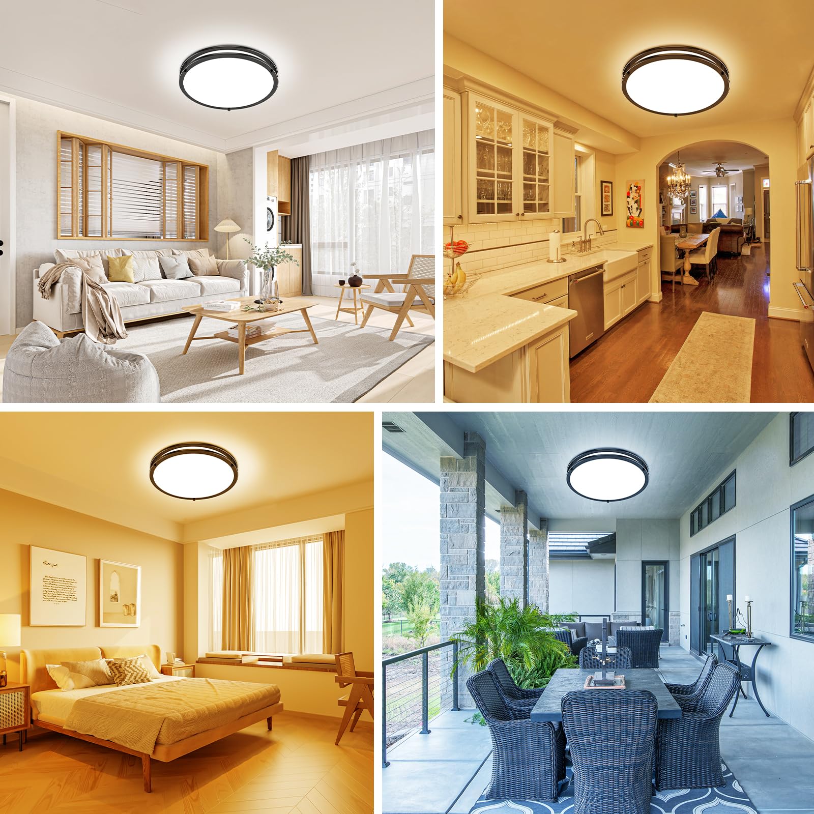 Libtit 10Inch Flush Mount Ceiling Lights  18W Dimmable Led Ceiling Light 3000K-6500K Adjustable  Black Lighting Fixture For Closet Kitchen Hallway Bathroom-2 Pack