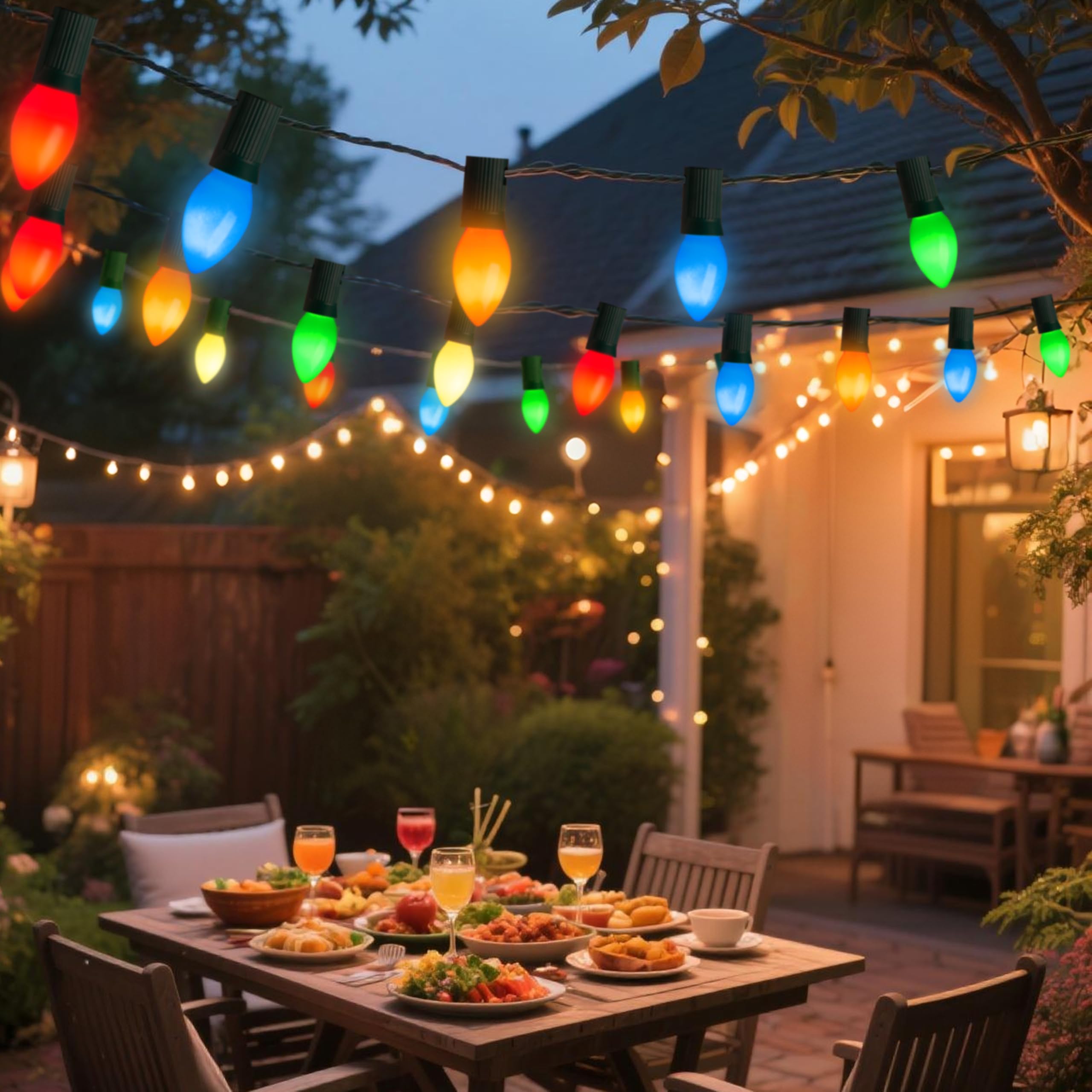 Joiedomi 25 Pack Replacement Light Bulbs  Christmas Outdoor  Indoor  Lawn  Tree  Panel Decor Candelabra Base  Longer Life 120 Volt (Multicolor  C7 / E12)