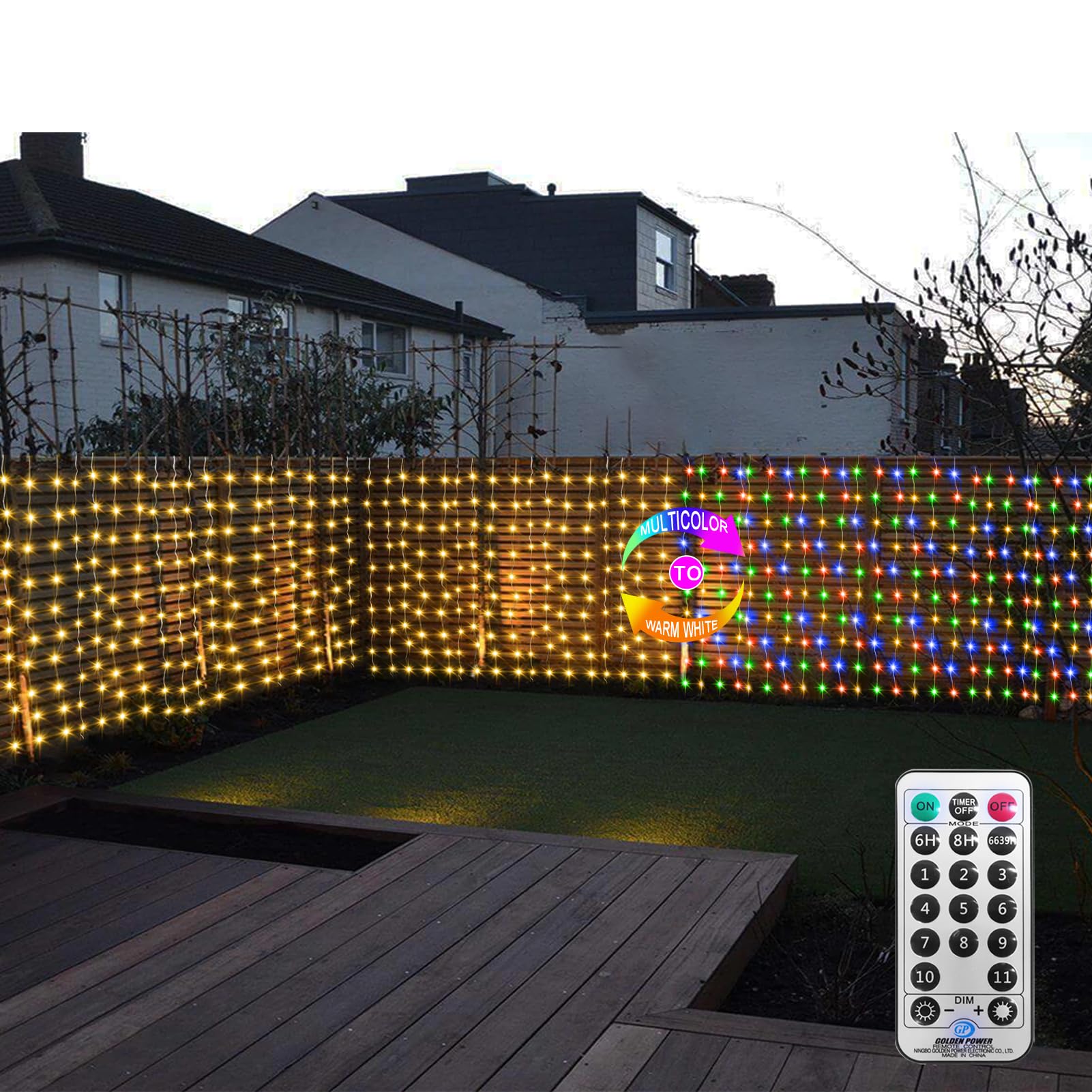 ZAIYW Curtain Lights Outdoor 20Ft?3Ft, 300 LED Color Changing Fence String Lights with Plug Remote, Waterproof Light Curtain for