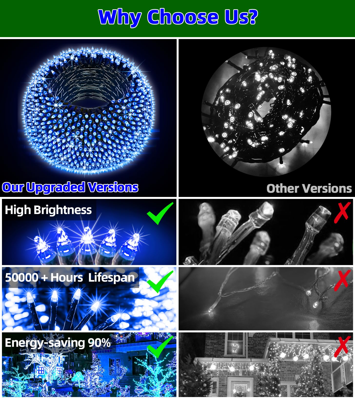 Quhuatu 300Led Christmas Lights Outdoor Indoor Use  12 Lighting Modes 75Ft Christmas Tree Lights With Timer  Dimmable Blueled Stringlightswaterproof For Yard Tree Wedding Party Holiday Decor Blue