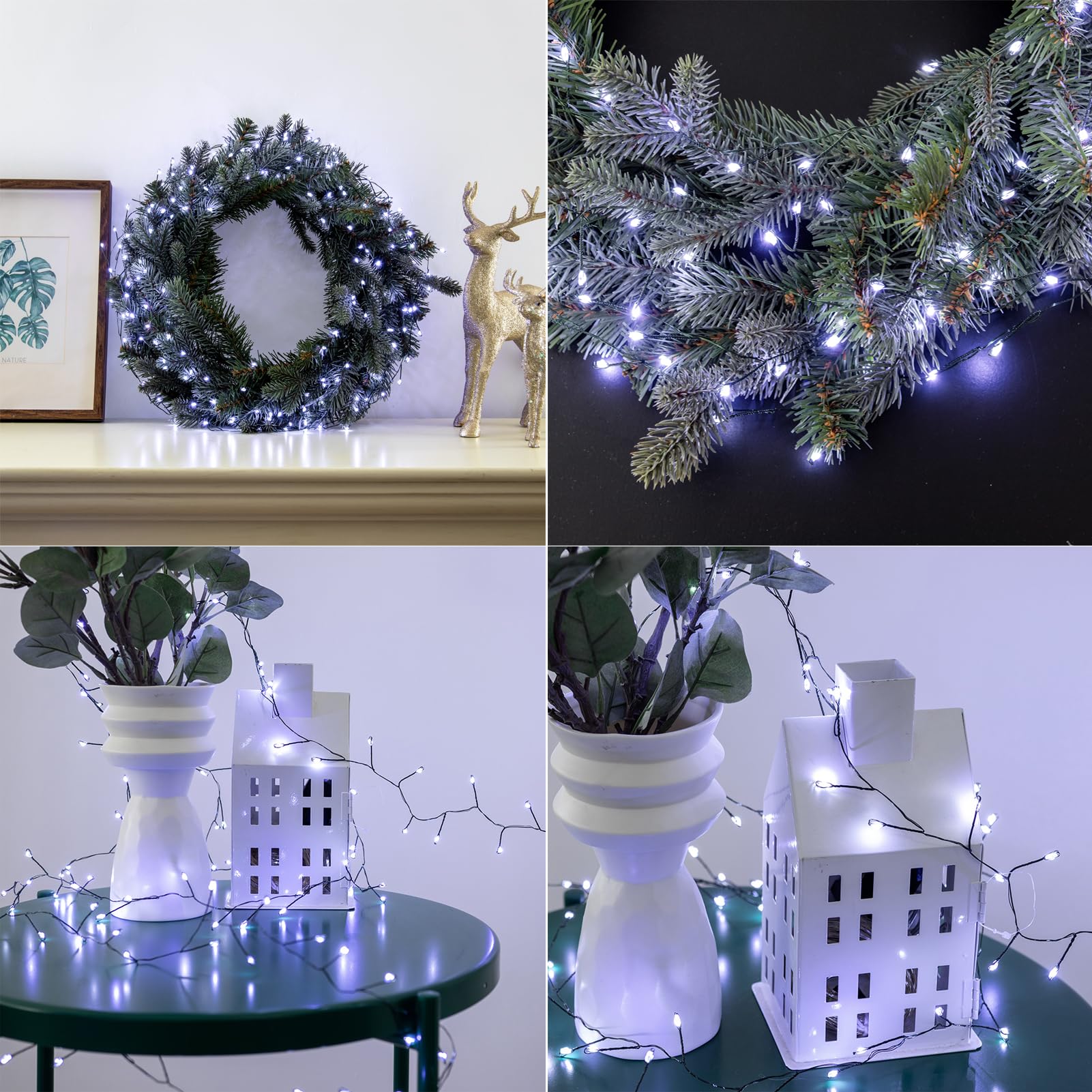 Zeluxdot Fire er Fairy Lights 33Ft 300Leds Waterproof Twinkle Lights Plug In Green Wire Led Light With Remote 8 Modes For Indoor Outdoor Christmas Wedding Birthday Patio Garden Decor Cool White