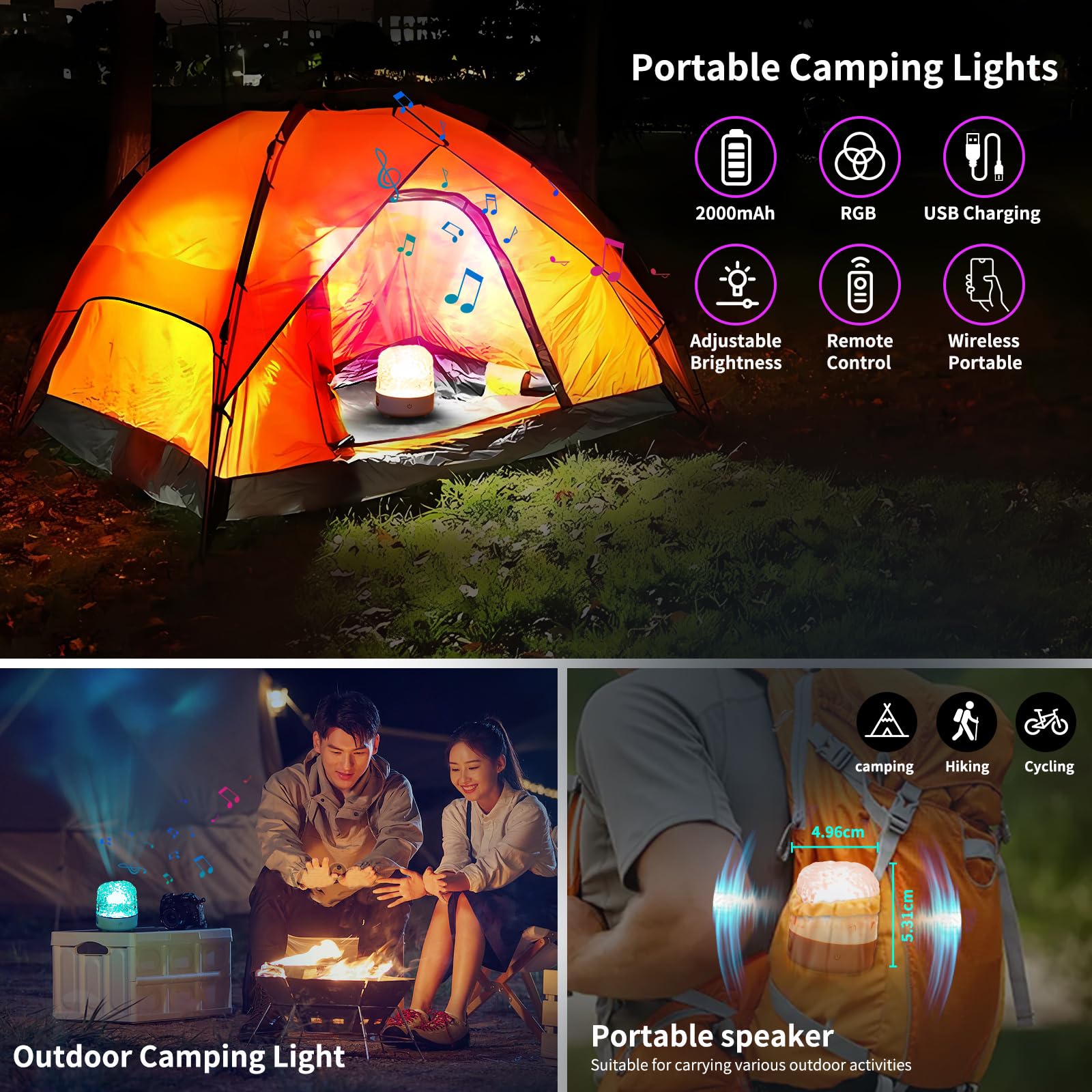 Luminorthe Cube Lamp, Ocean Wave Projector Light With Bluetooth Speaker, Rgb Color Changing With Remote Control, Water Wave Ligh