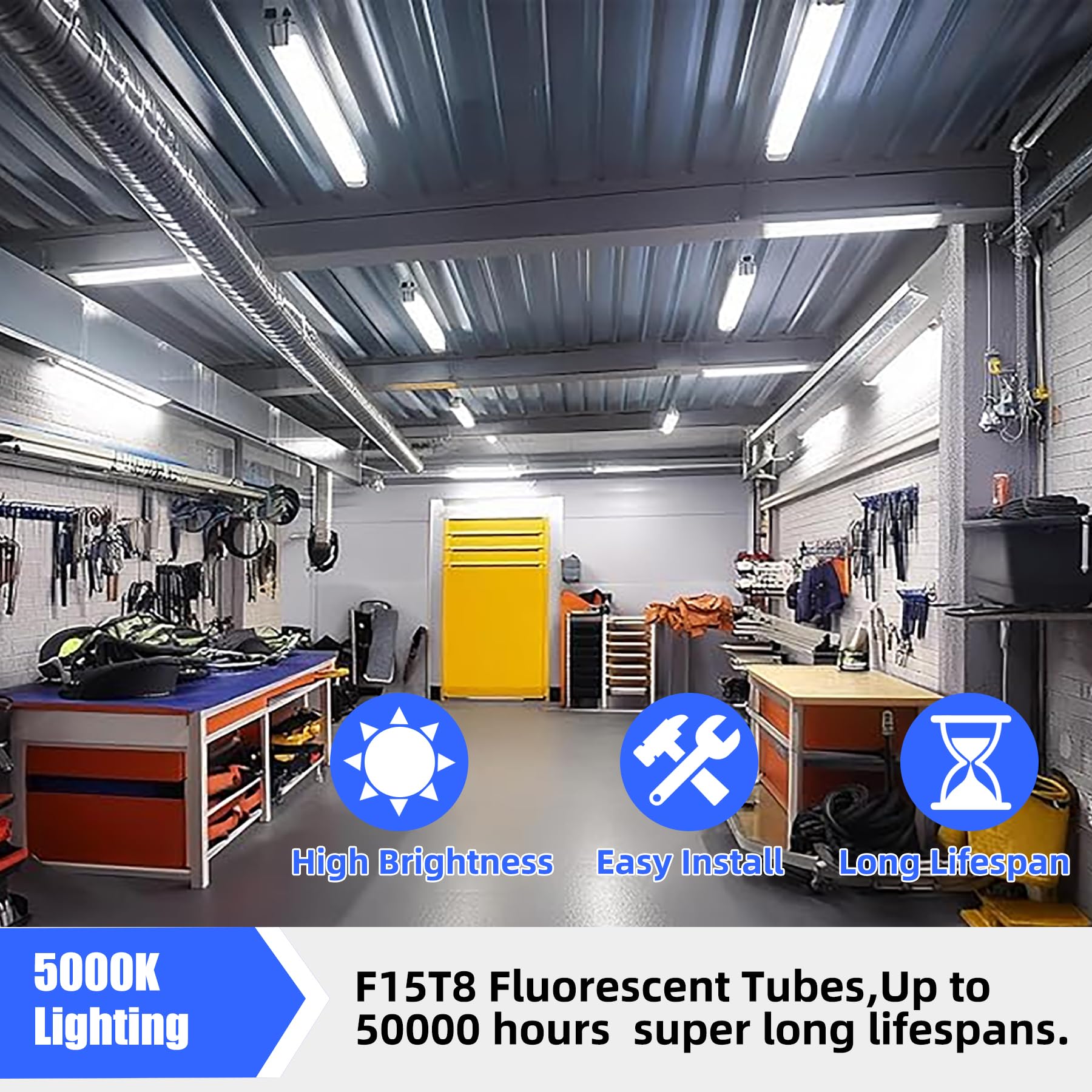 Wyzm F15T8 Led Replacement Bulb,7W,840Lm Output,5000K Daylight White,F15T8 Led Rotatable End Caps,Frosted Cover 18 Inch Led Tube