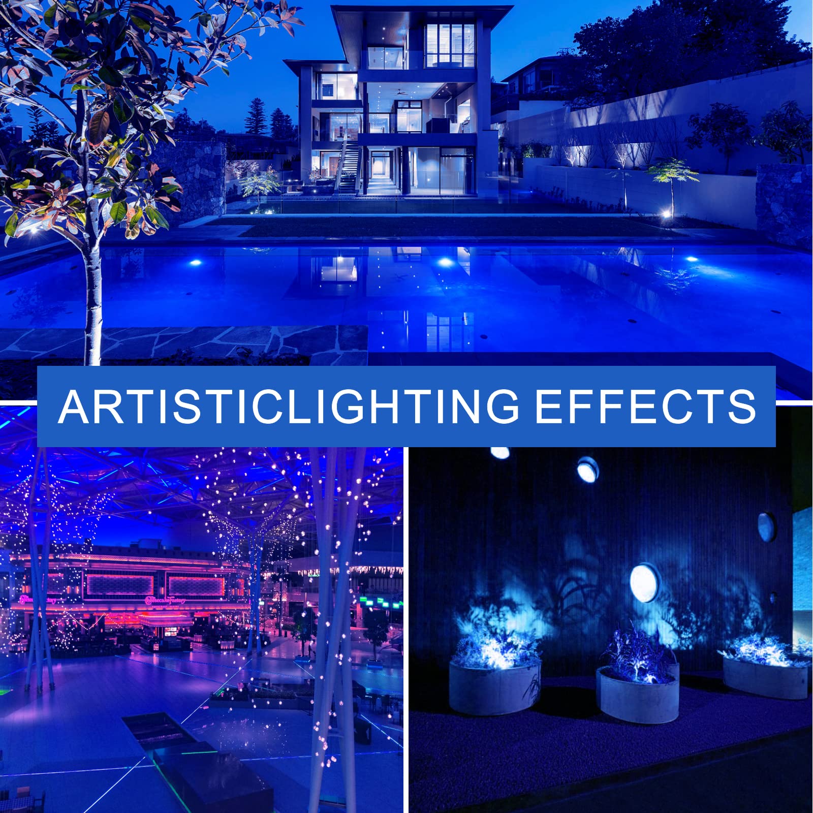 Gonhom A19 LED Blue Light Bulbs, 8 Pack, 9W Equivalent, E26 Base, Plastic, Ideal for Holiday & Party Decoration