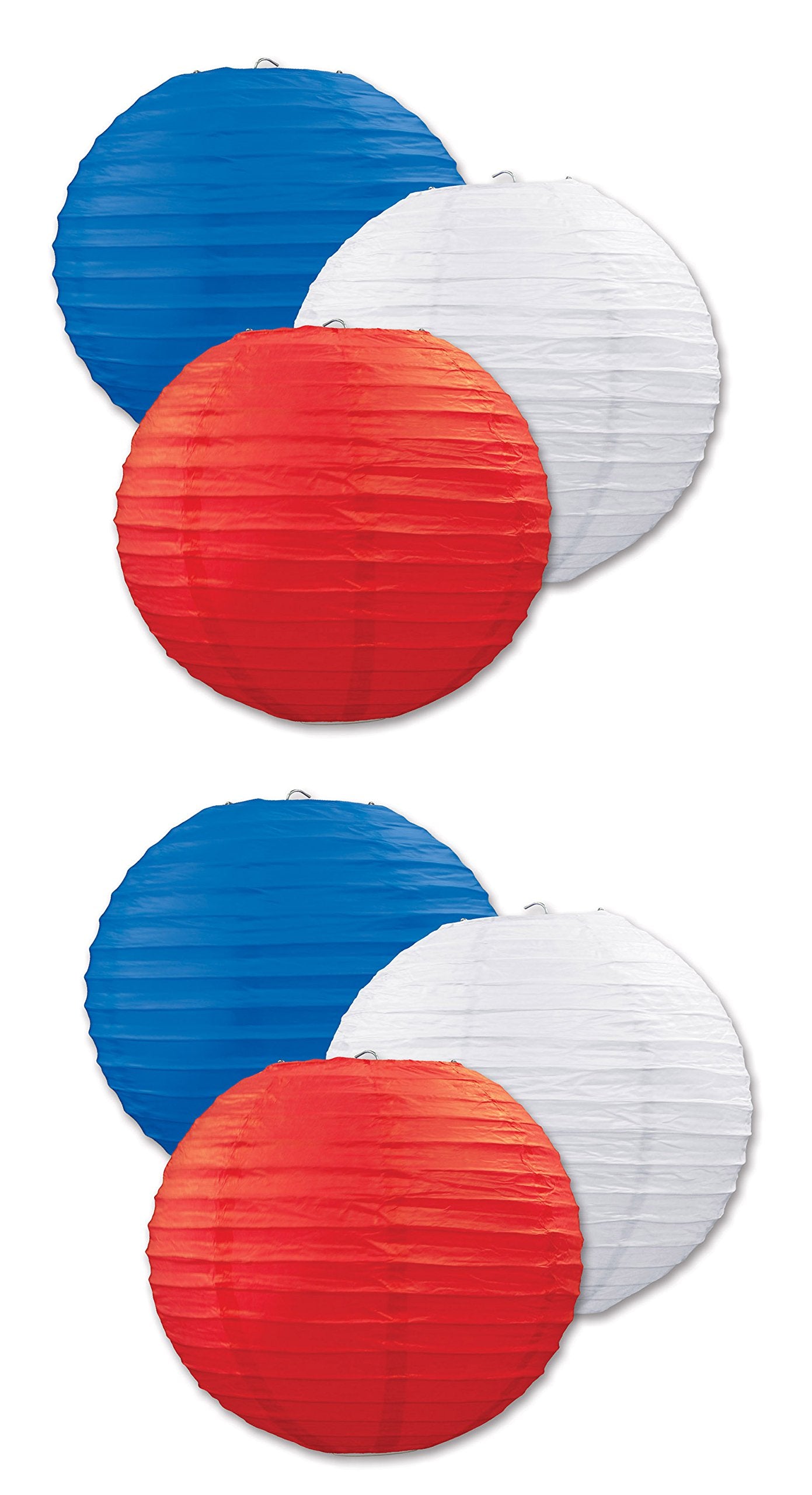 Beistle , 6 Piece Paper Lanterns, 9.5 (Red/White/Blue)