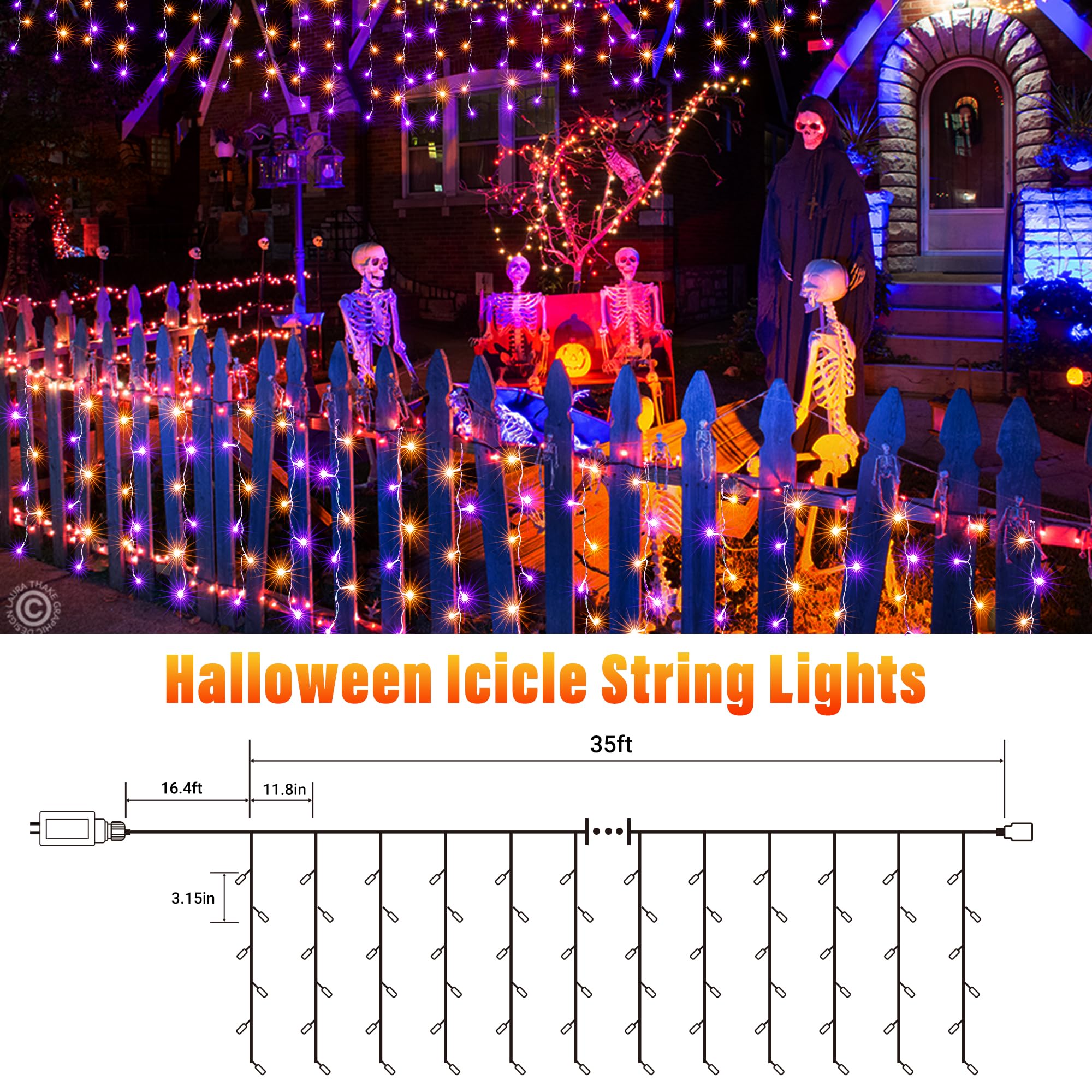 Joomer Rgb Christmas Icicle Lights, 35Ft Color Changing Christmas Lights Outdoor Rgb Icicle String Lights With Remote Timer For