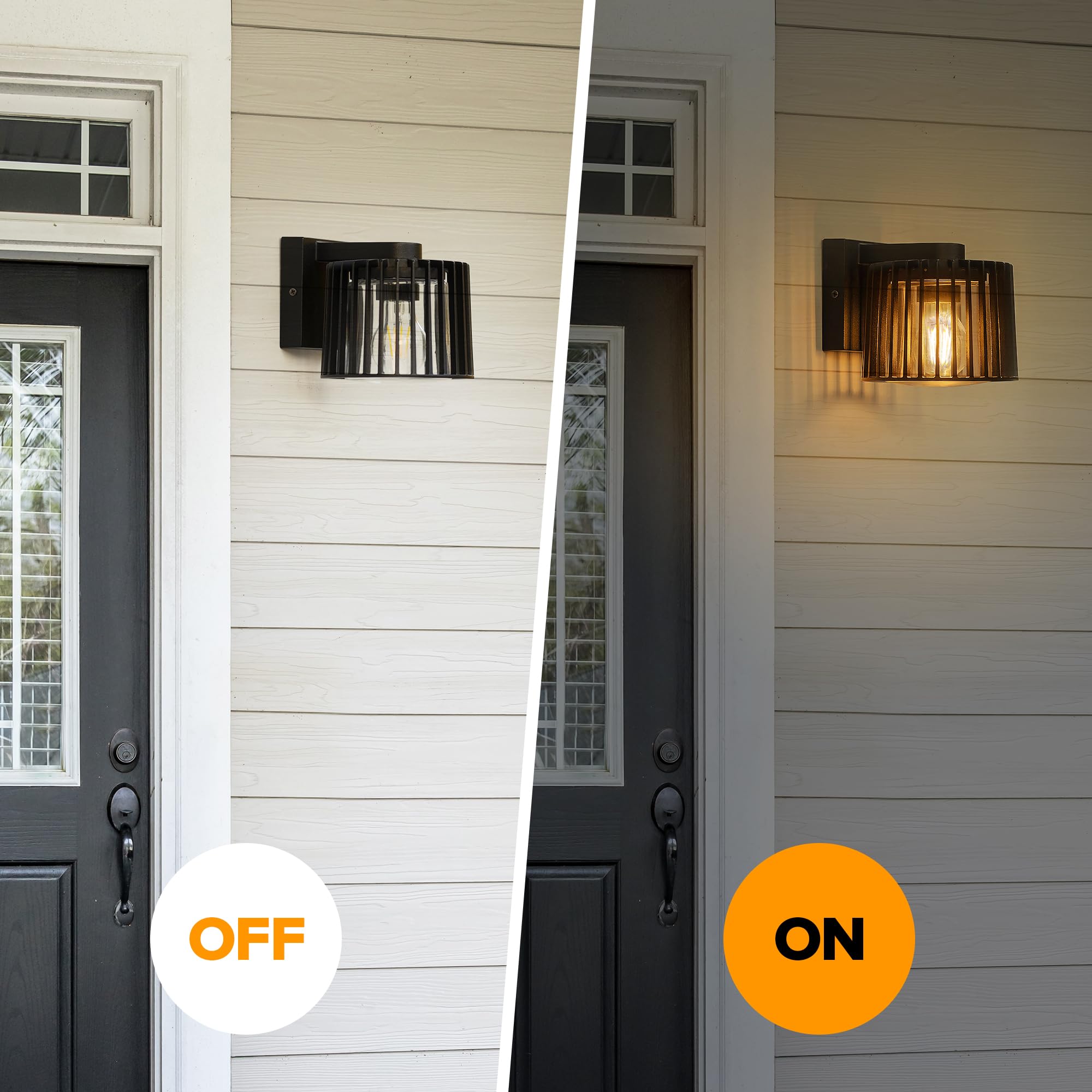 LUTEC Outdoor Wall Lantern, Exterior Waterproof Wall Sconce Light Fixtures, Aluminum Black Front Door Porch Lights Wall Mount Li