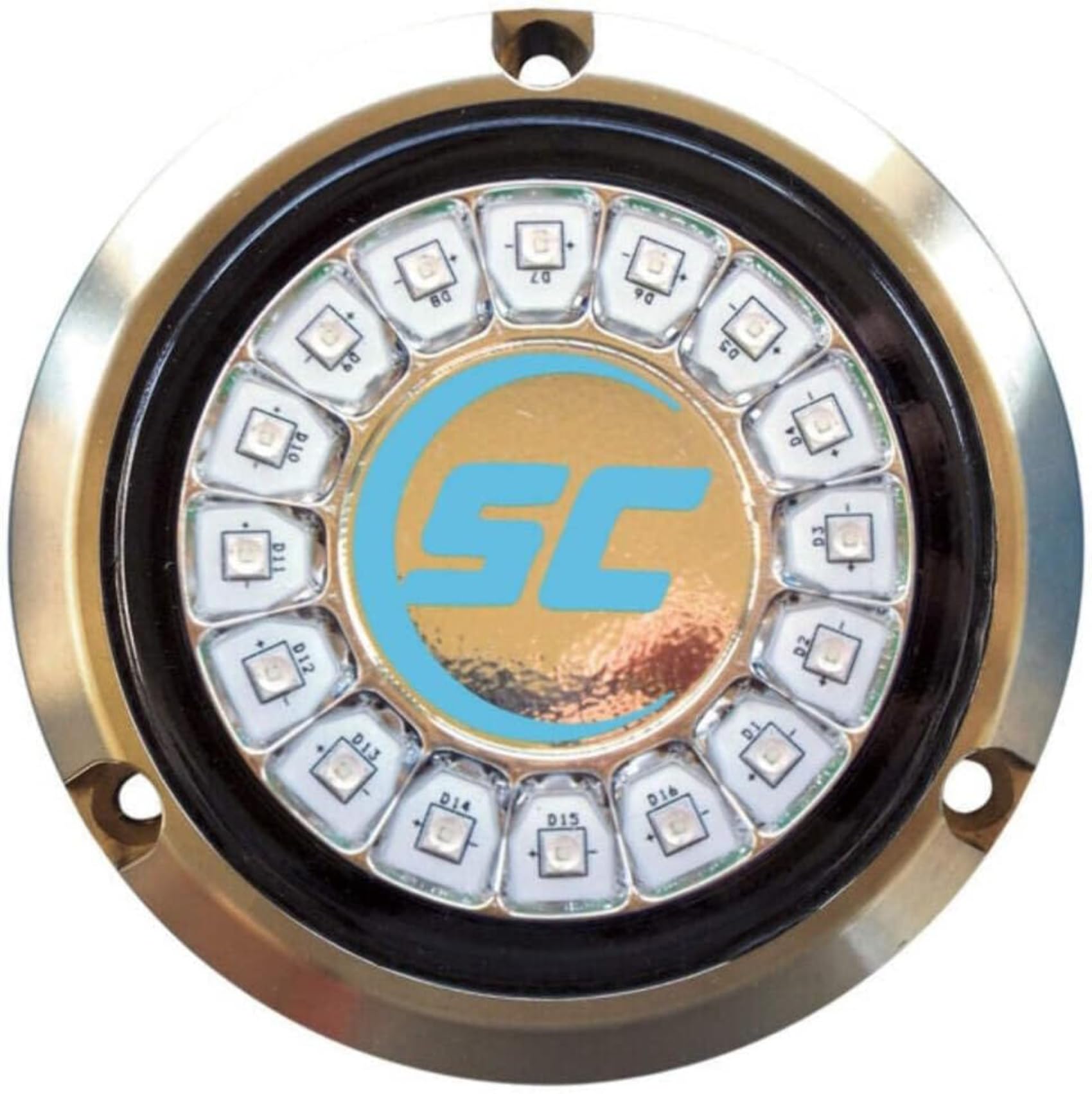 Shadow-Caster Scr-24 Led Underwater Boat Light - Bimini Blue - Bronze Housing - 90W Surface Mount - Tempered Glass Lens - Ip68 Fully Submersible Waterproof