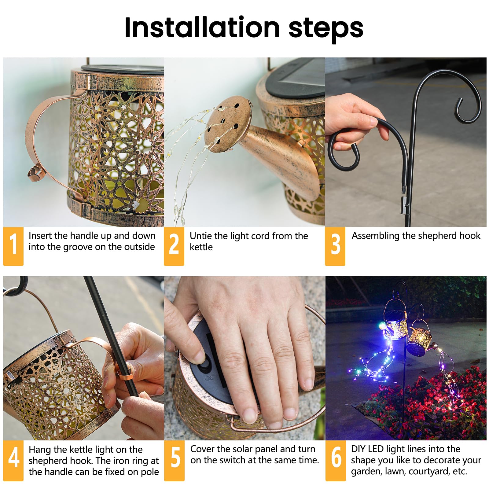 Solar Lights Outdoor Decorative, 2 Pack Metal Solar Watering Can Lights Waterproof, Small Hanging Garden Decor Yard Lights Outsi