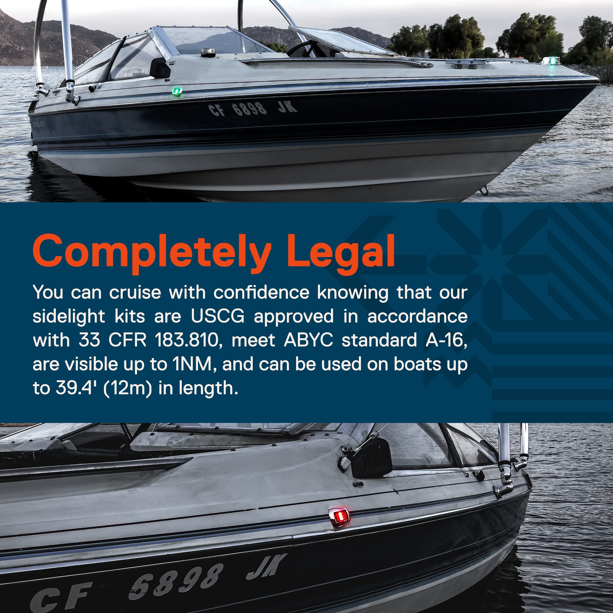 ONLINE LED STORE TRUE MODS Red Green Marine Navigation Light for Boats [USCG ABYC A-16 1NM] [IP67 Waterproof] [Chrome & ABS] 1 N