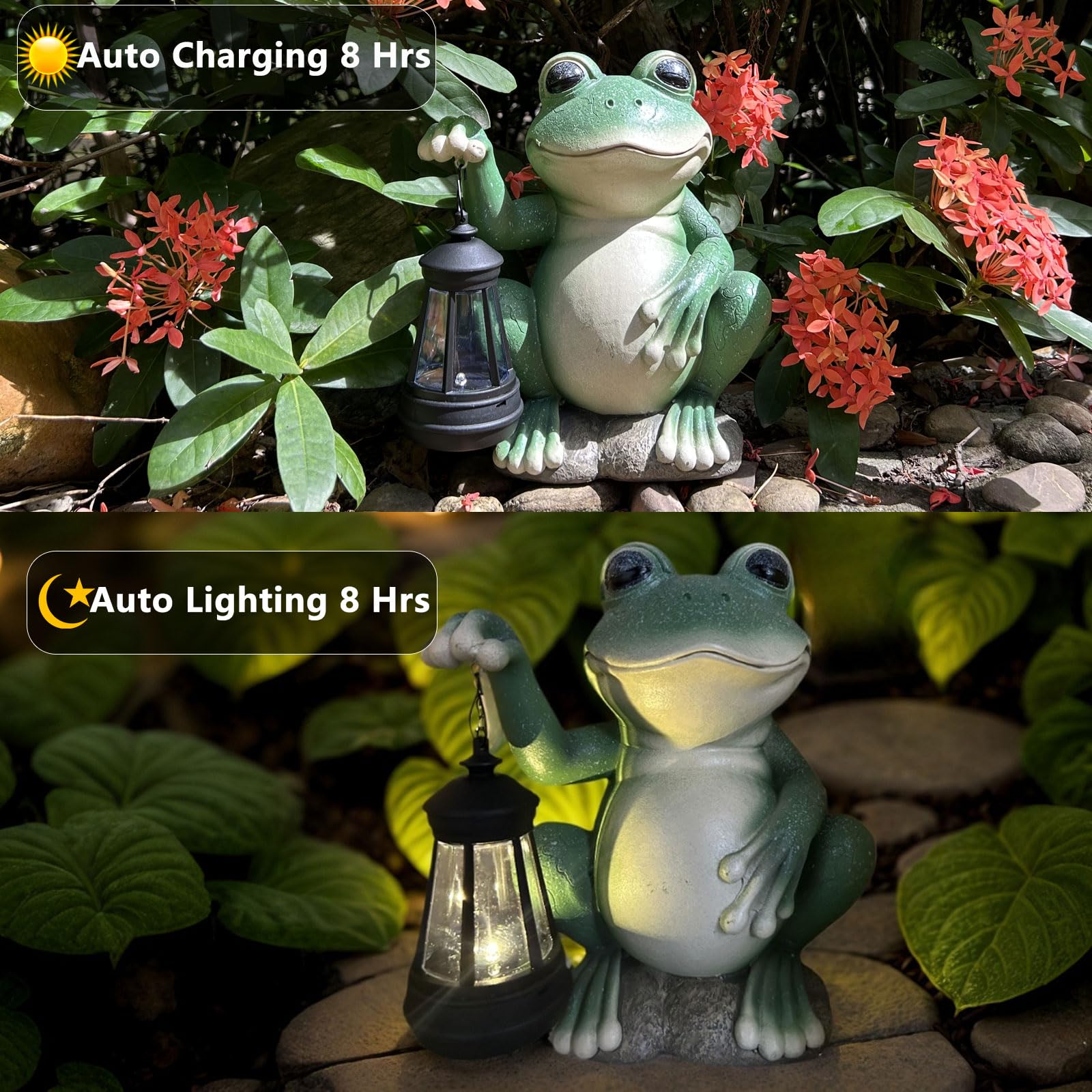 Yody Solar Garden Statues Outdoor Decor- Yard Decorations For Patio, Balcony, Backyard, Lawn Ornaments - Frog Figurines With Led