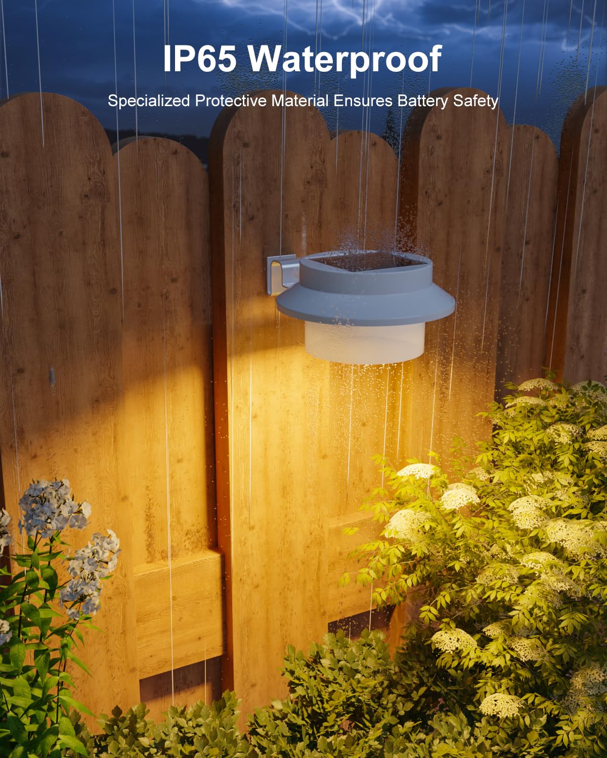 FALOVE 8 Pack Solar Powered Gutter Mount Lights, Waterproof LED Fence Lamp, Warm White, Easy Installation, Model FA0415W-8