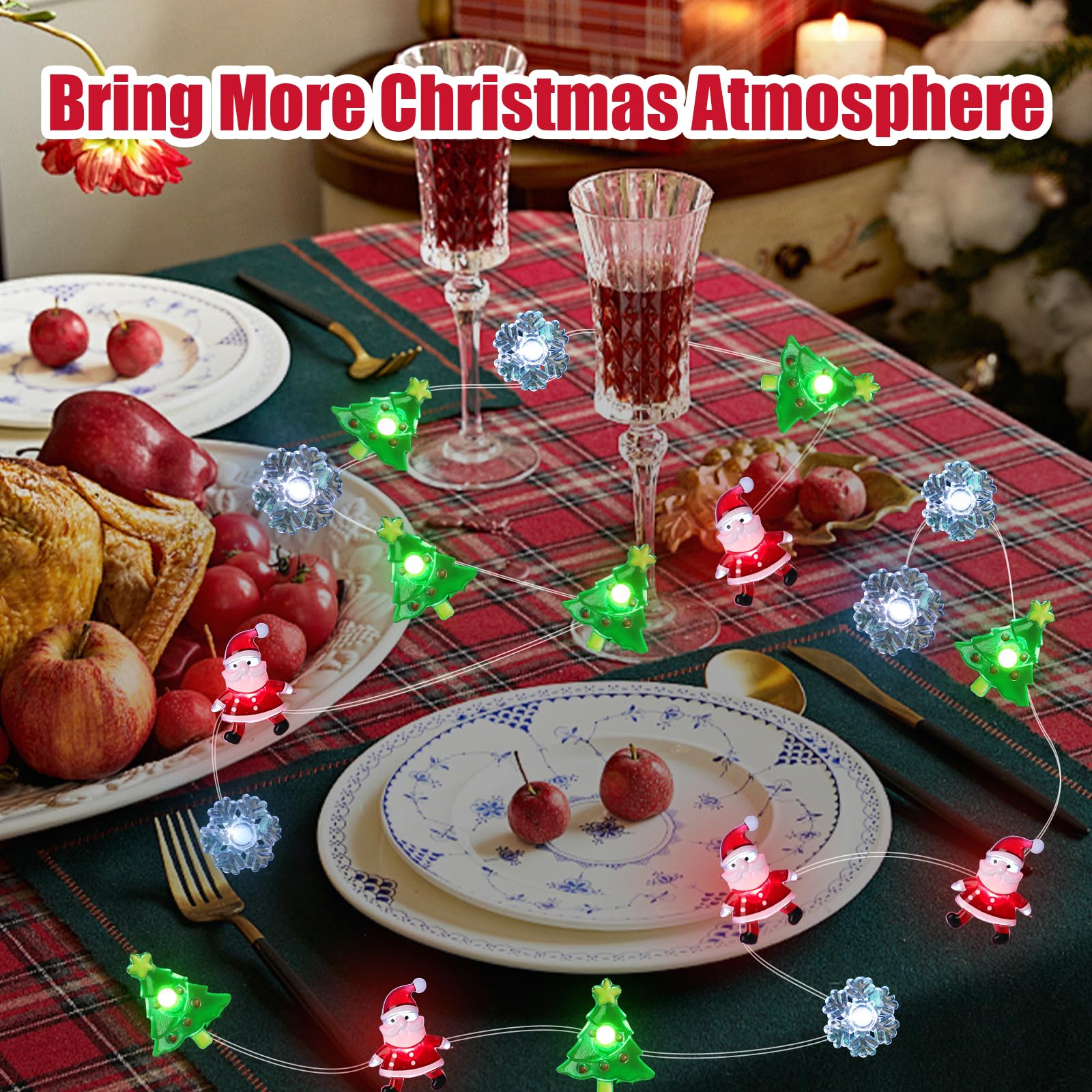 Yoitomehy Christmas Lights Santa Snowflake Christmas Tree String Lights  30 Leds 10Ft Battery Powered  Christmas Decorations Xmas Fairy Lights For Wreath Window Fireplace Tree Poster Board Home Decor