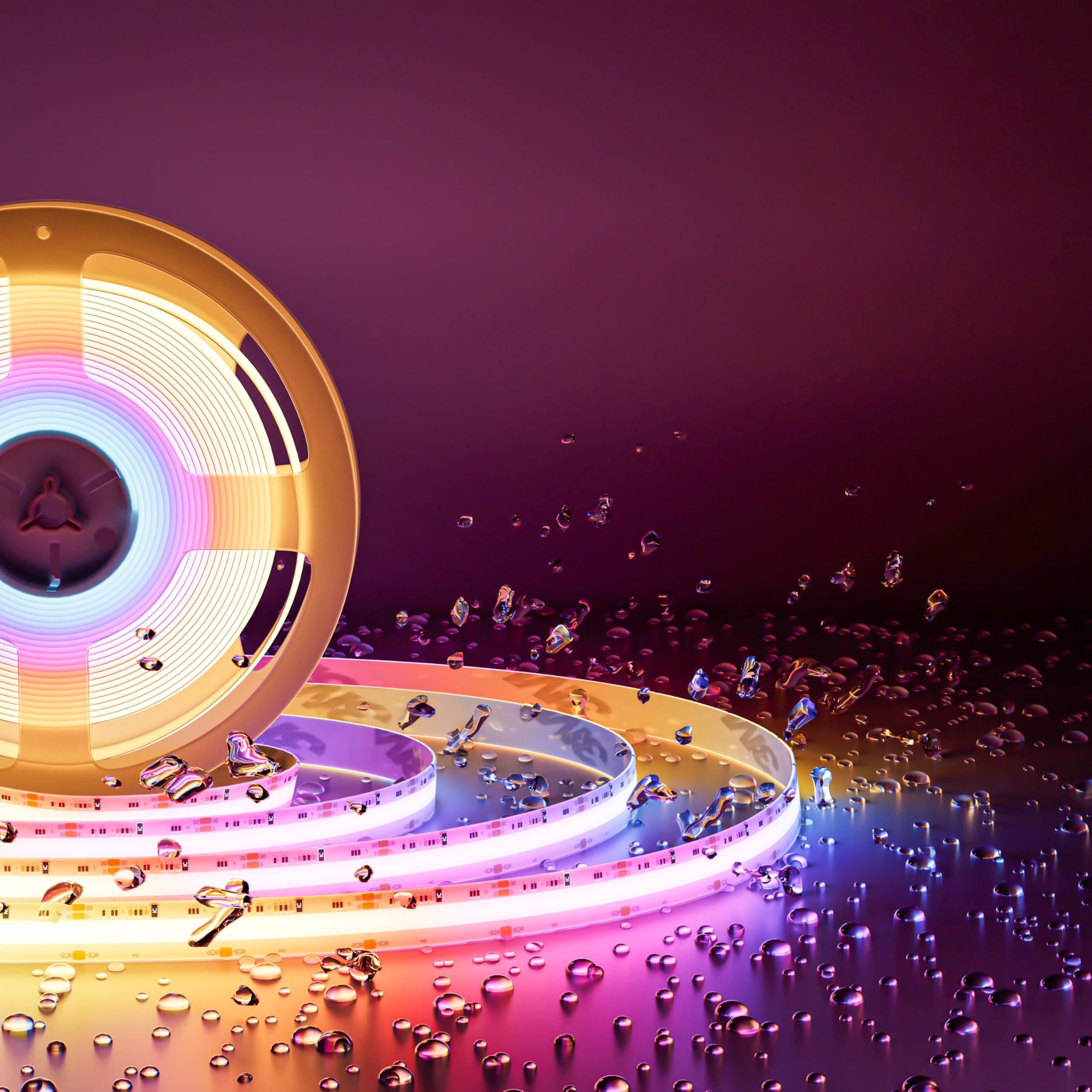 PAUTIX RGB Smart IC COB LED Strip Light IP65 Waterproof Addressable 24ft/7.5m,720LEDs/m UL-Listed 24V Chasing Color Strip Light 