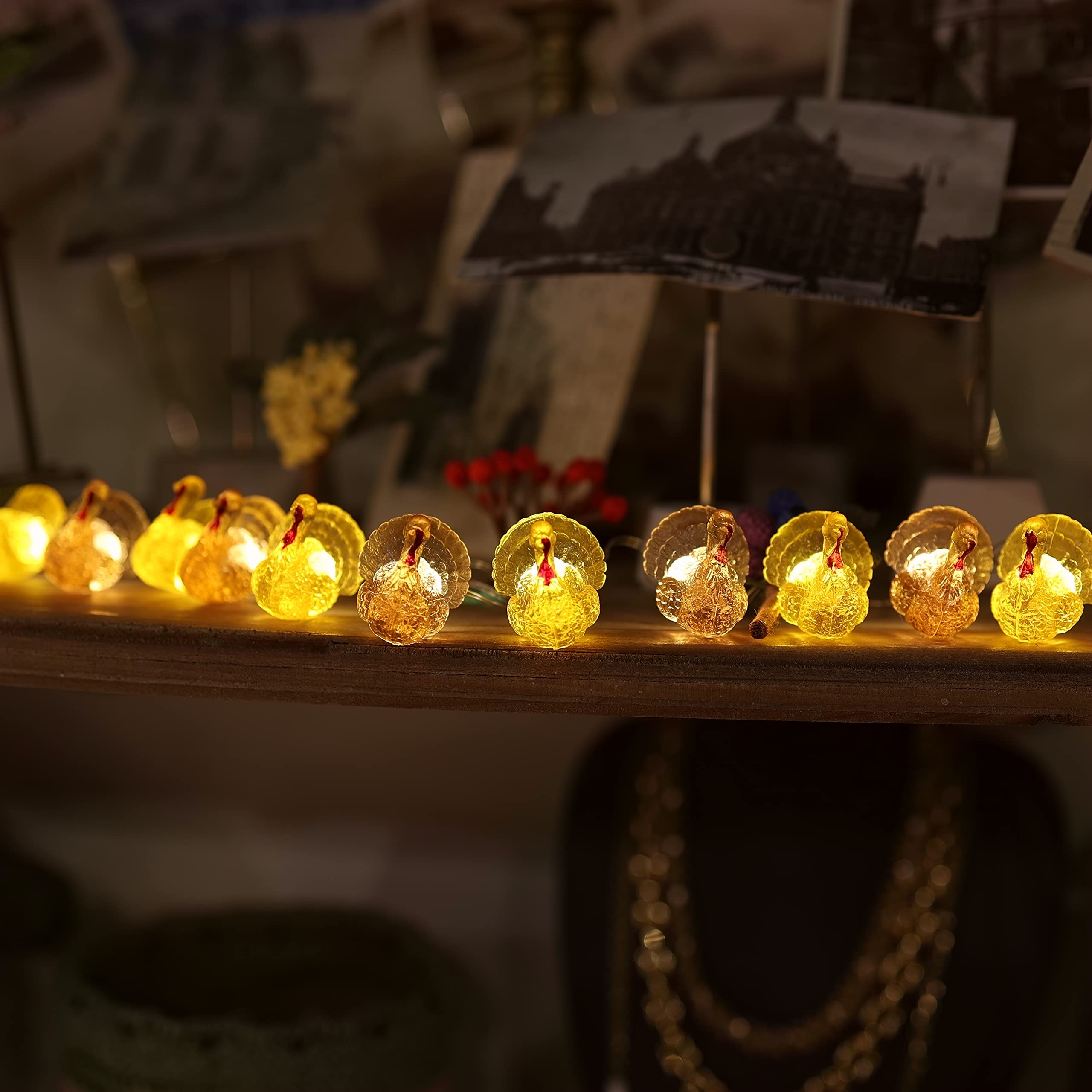 Decorative Fairy Mini Turkey String Lights Autumn Garland Cute Novelty Fall Lights 20 Leds 8Ft Usb Or Battery Operated For Thanksgiving Centerpiece Decoration Bedroom Wedding Birthday Harvest Decor