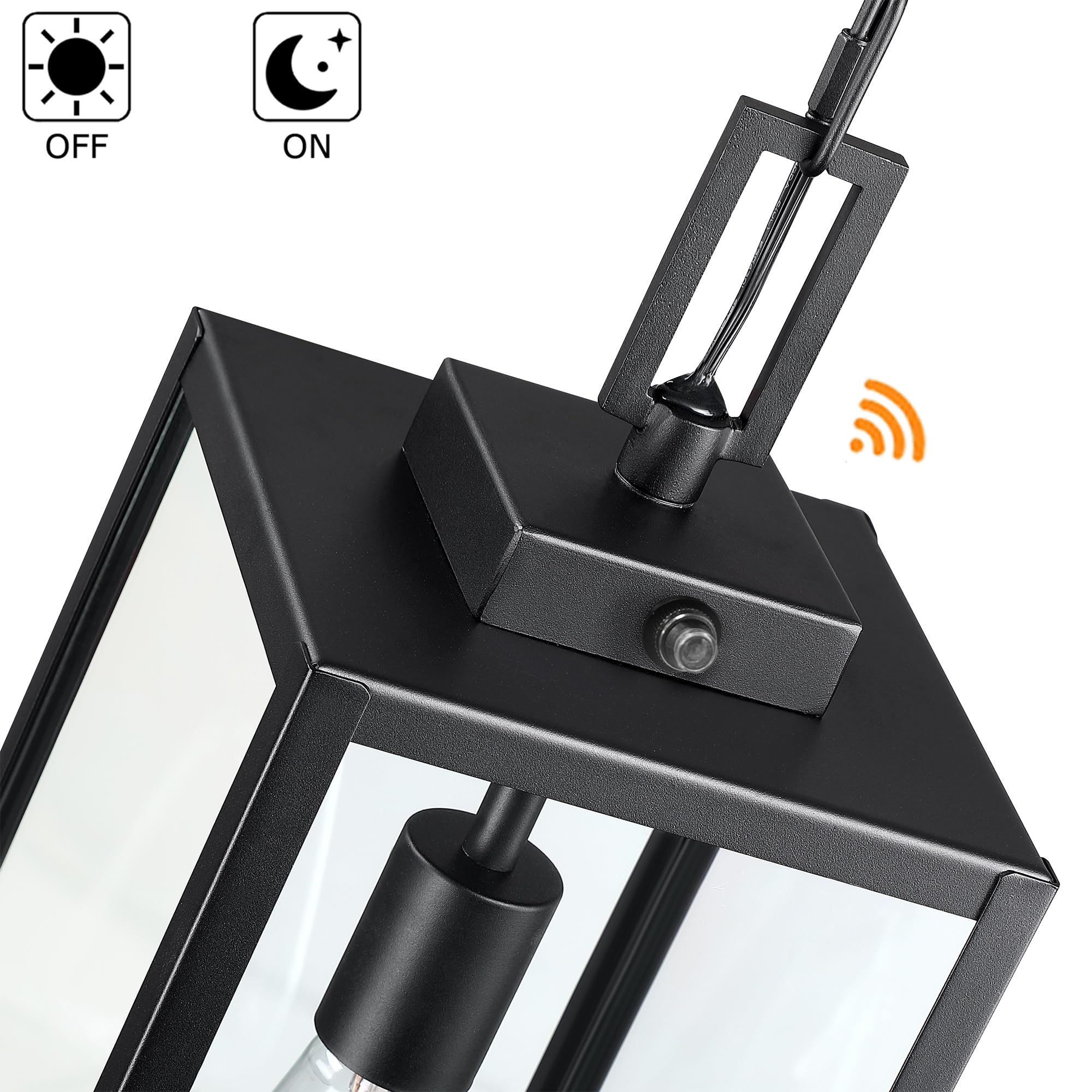21.5 Inch Dusk To Dawn Outdoor Pendant Light For Porch,Large Size Ceiling Hanging Light With Sensor Exterior Pendant Lantern For