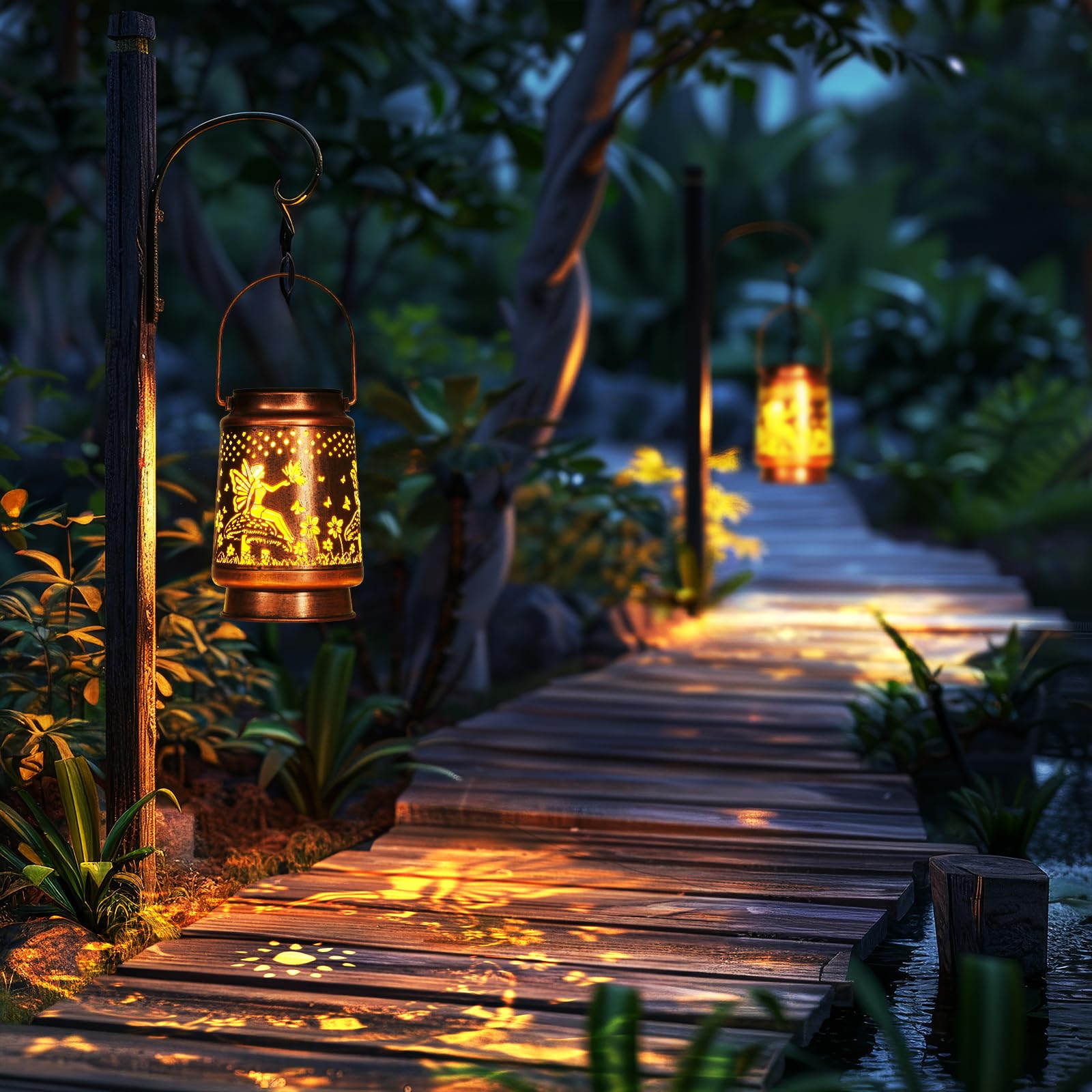 Homemory Christmas Gifts For Women Mom Grandma  Solar Lanterns Fairy Lights Outdoor Waterproof Garden Decor  Led Hanging Solar Lights For Yard  Patio  Backyard  Porch  Lawn