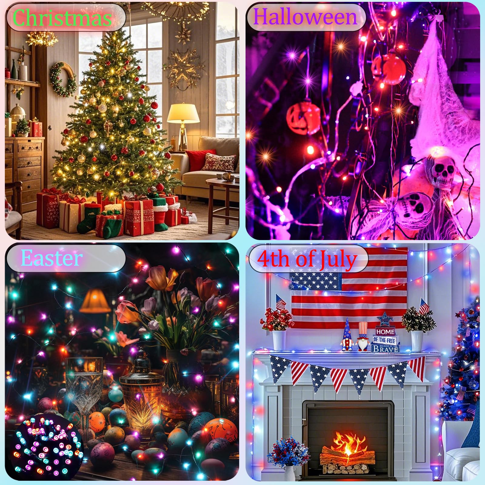 Color Changing Christmas String Lights With Remote  35 Colors 66Ft 200Led String Lights Outdoor Decoration  Connectable Fairy Lights Plug In For Xmas Tree Thanksgiving Christmas Decor  Green Wire