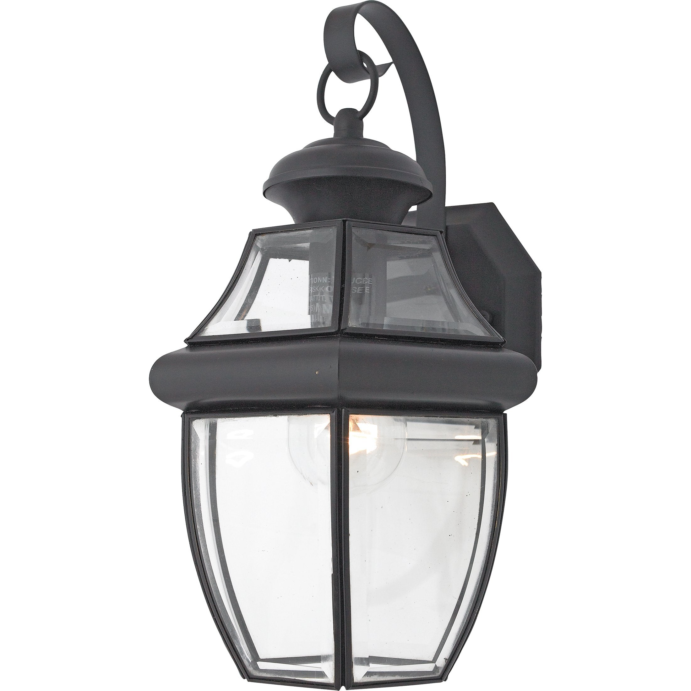 Quoizel Newbury 14 Outdoor Wall Lantern, Mystic Black with Clear Beveled Glass, French Country Style, ETL Wet Location