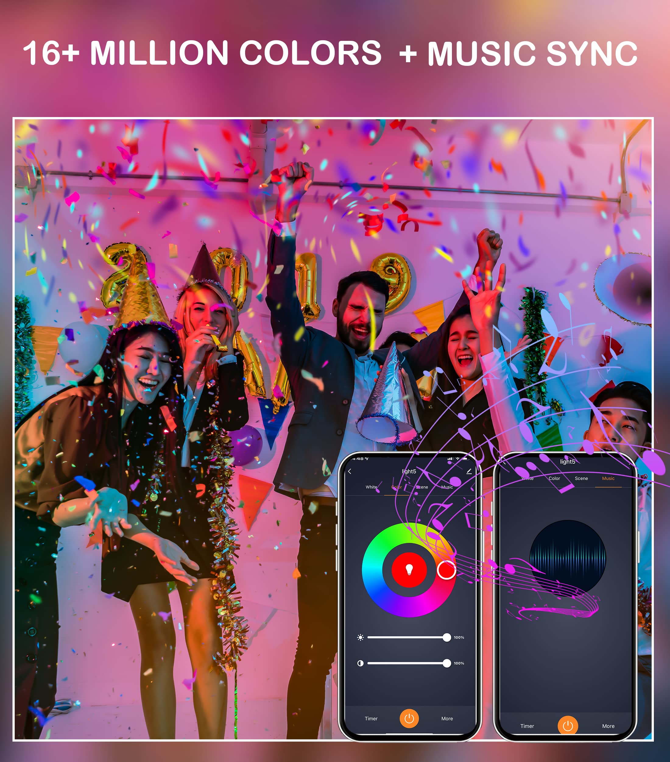 Cloudy Bay [6 Pack] 6Inch Smart Wifi Led Recessed Lights,Rgbcw Color Changing Recessed Lighting,Compatible With Alexa And Google