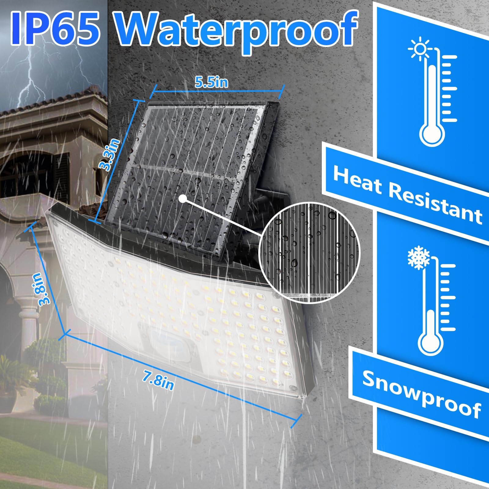Tobusa Motion Sensor Solar Light - 4000Lm, 3 Modes, 6500K, Waterproof, Black, 1 Pack, Model Yc-Sw2881-1
