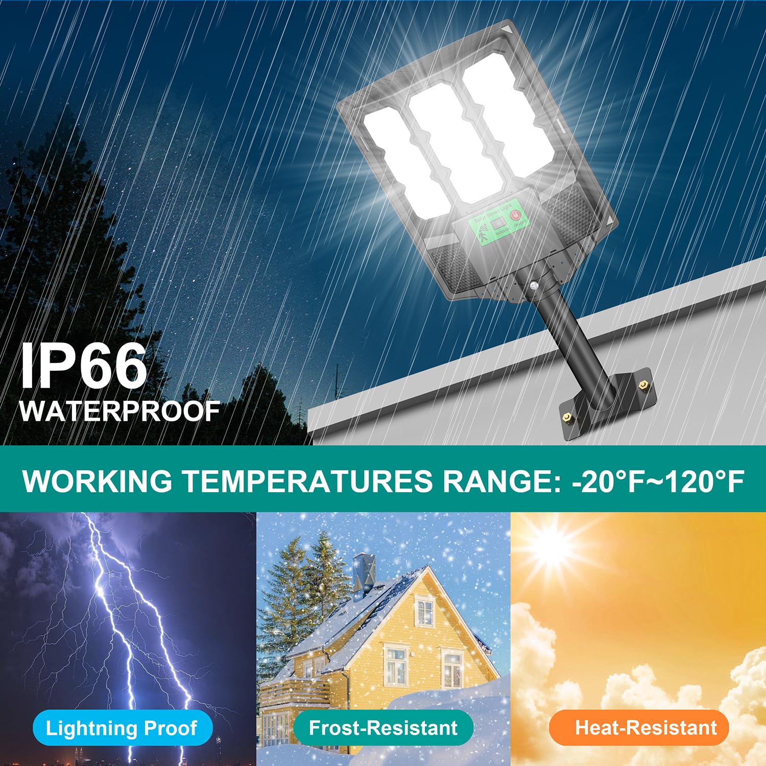 Solar Street Lights Outdoor,12000LM LED Solar Street Lights with Remote Control,Motion Sensor Light, Commercial Light for Outsid