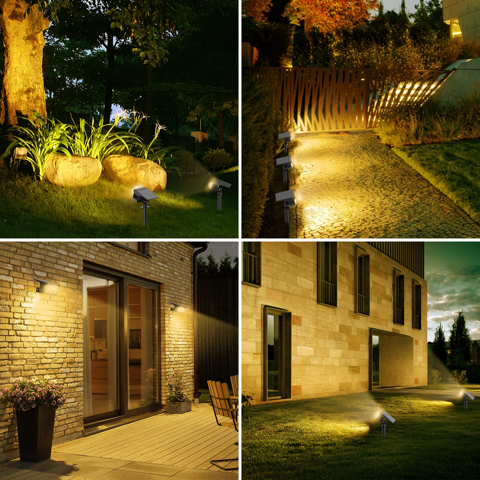 Minpea Solar Spot Lights Outdoor, [57 Led/6 Pack] Solar Lights Outdoor Ip65 Waterproof, 3 Modes Solar Landscape Spotlights, Solar Powered Garden Yard Lights For Outside Patio Pathway Pool(Warm White)