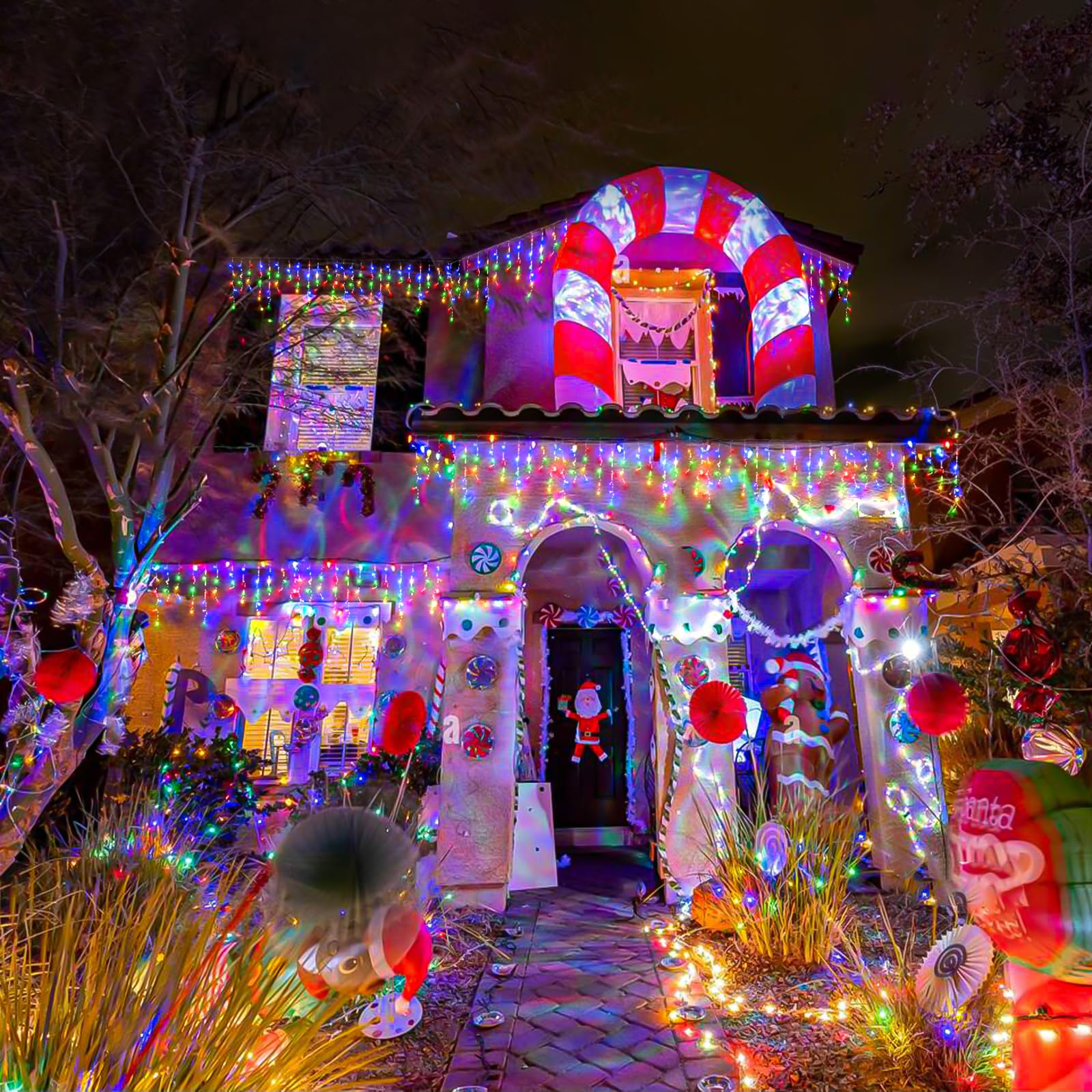 132 Ft Christmas Lights -1280 Led Icicle Lights Outdoor With 240 Drops Hanging String Lights, 8 Modes Plug In Waterproof Timer M