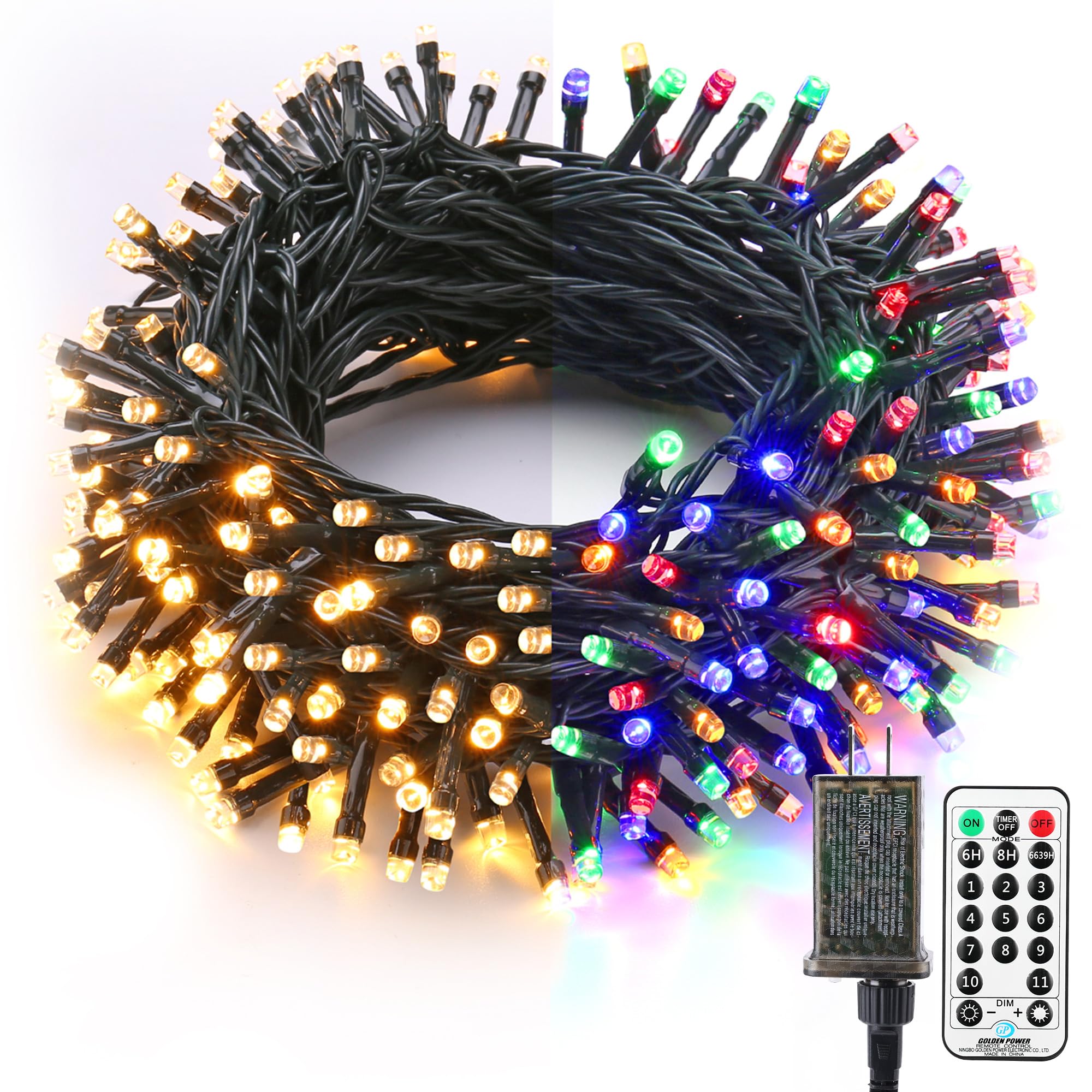Brizled Christmas Lights 200 LED Color Changing String Lights 65.67ft Warm White & Multicolor with Remote