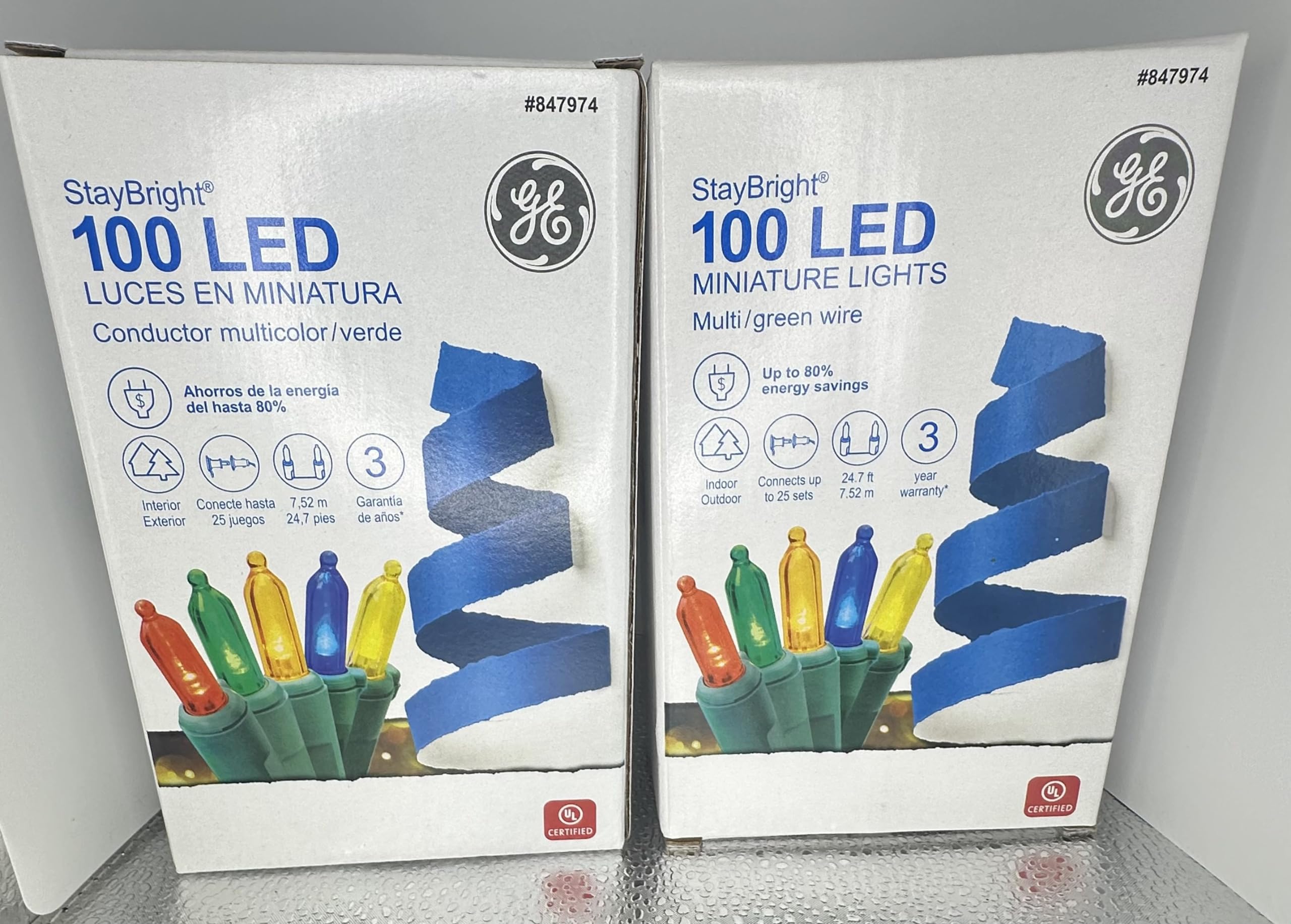 GE Mini Led Light Set 100 Lights Multi-Colored Bulbs Led (Two Packs of 100 Lights, Total of 200 Lights)