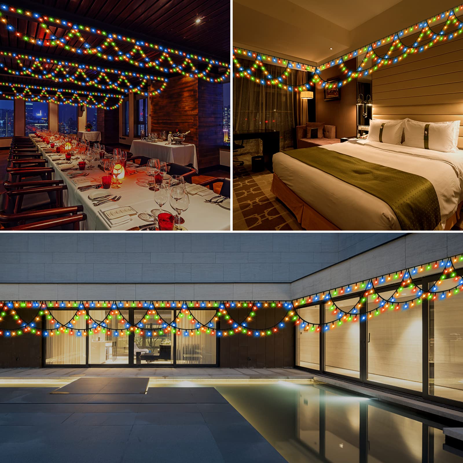 Xtf2015 Christmas Lights Outdoor Color Changing 40Ft 380 Led Christmas String Lights Extendable 8 Modes, Waterproof Half Round C