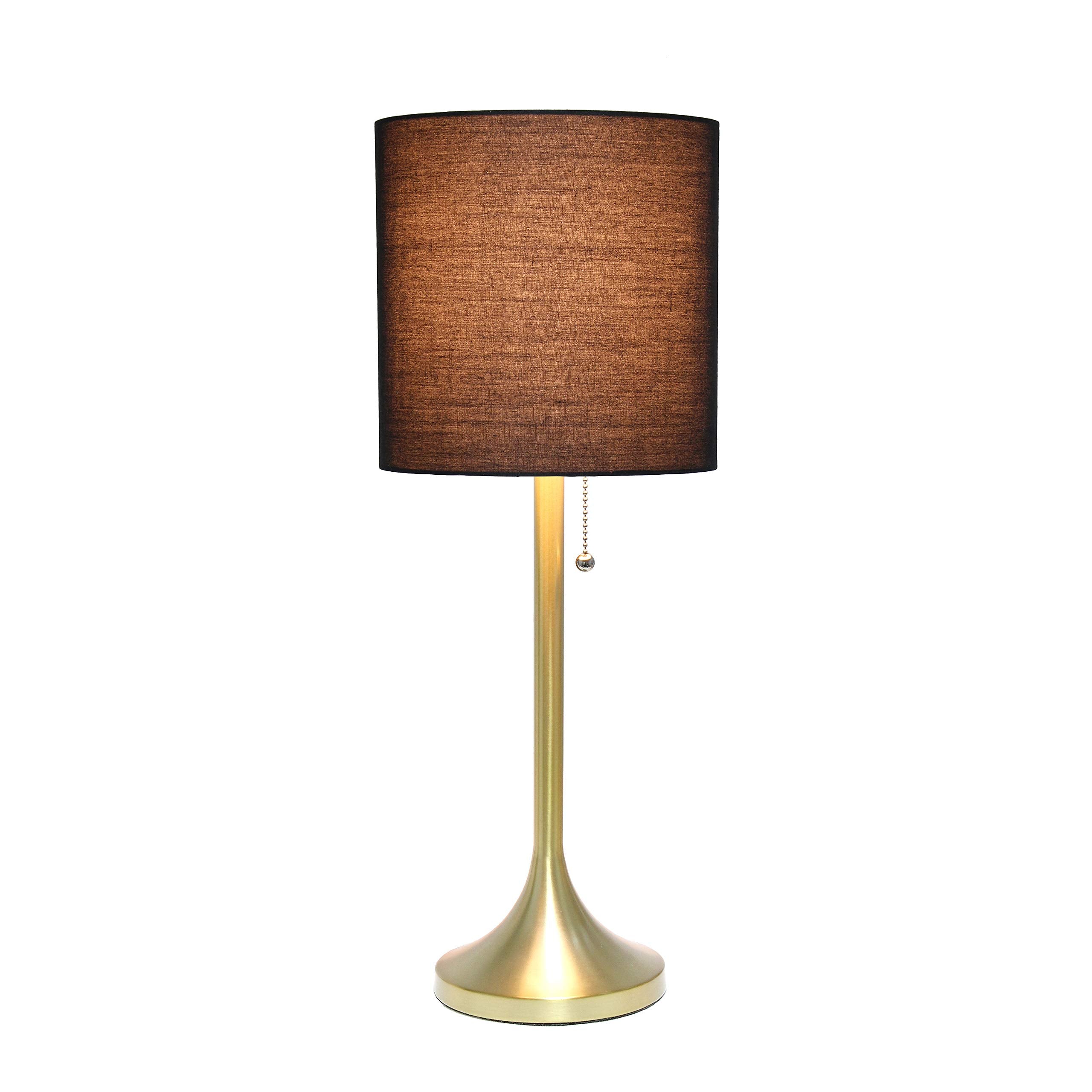 Simple Designs Lt1076-Gdb Tapered Fabric Drum Shade Table Lamp, Gold And Black, Gold/Black, 8 X 8 X 21