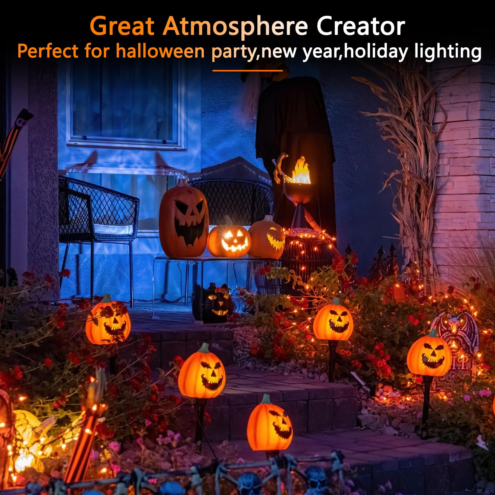 Wiyifada Led A19 Orange Light Bulb 8 Pack, 9W E26 Base For Home, Party & Holiday Lighting