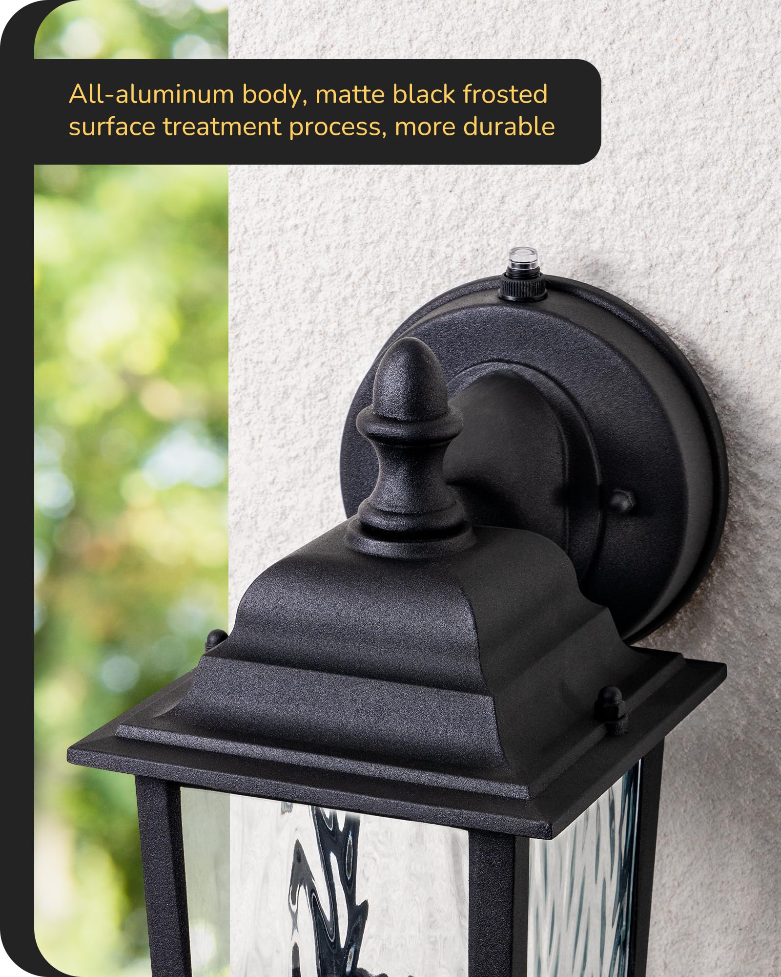 EDISHINE 2 Pack Outdoor Porch Light, Dusk to Dawn Exterior Lighting Fixtures, Modern Outdoor Wall Lights Fixture, Clear Water Ri